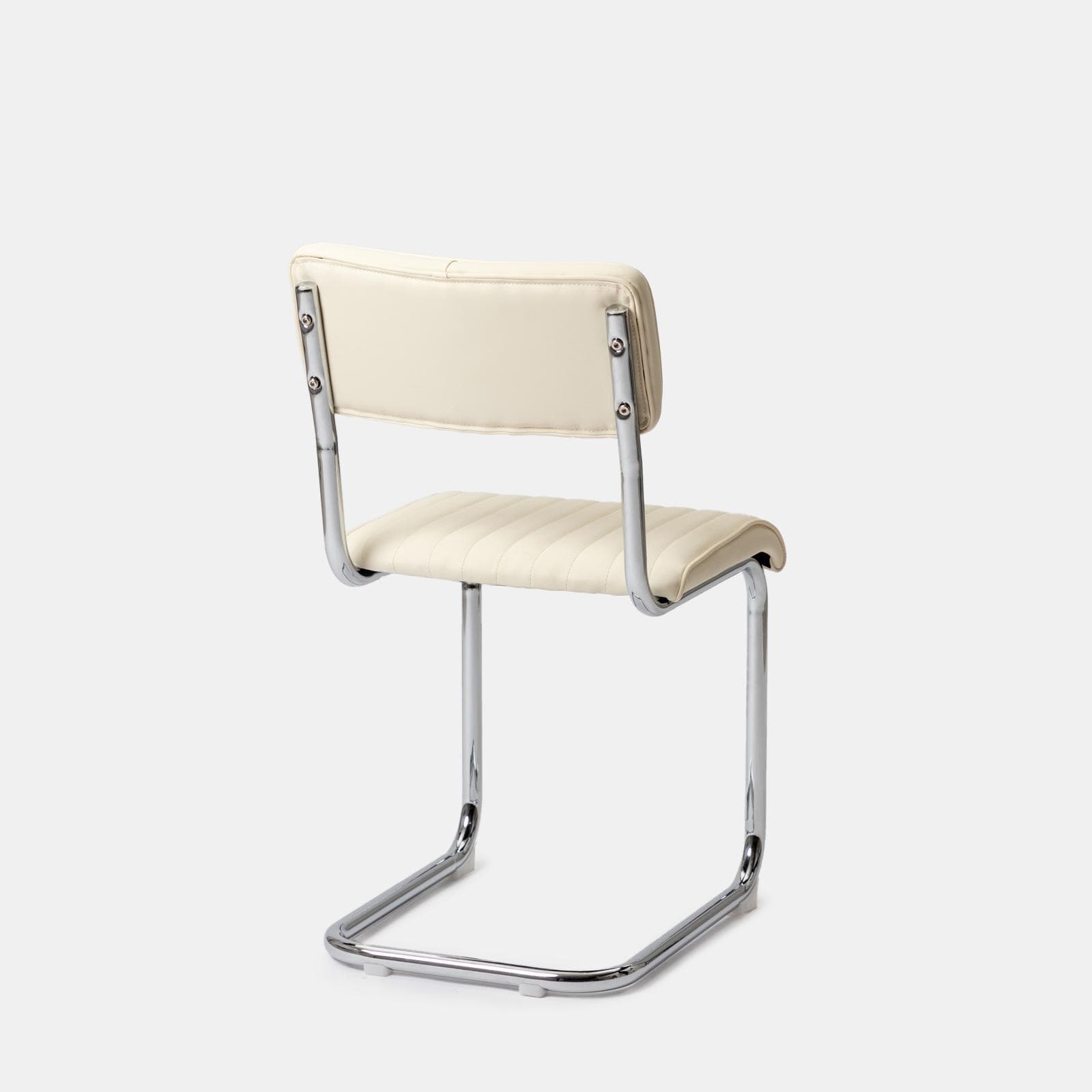 Set 4 sedie in similpelle crema con struttura in metallo cromo - Bridget