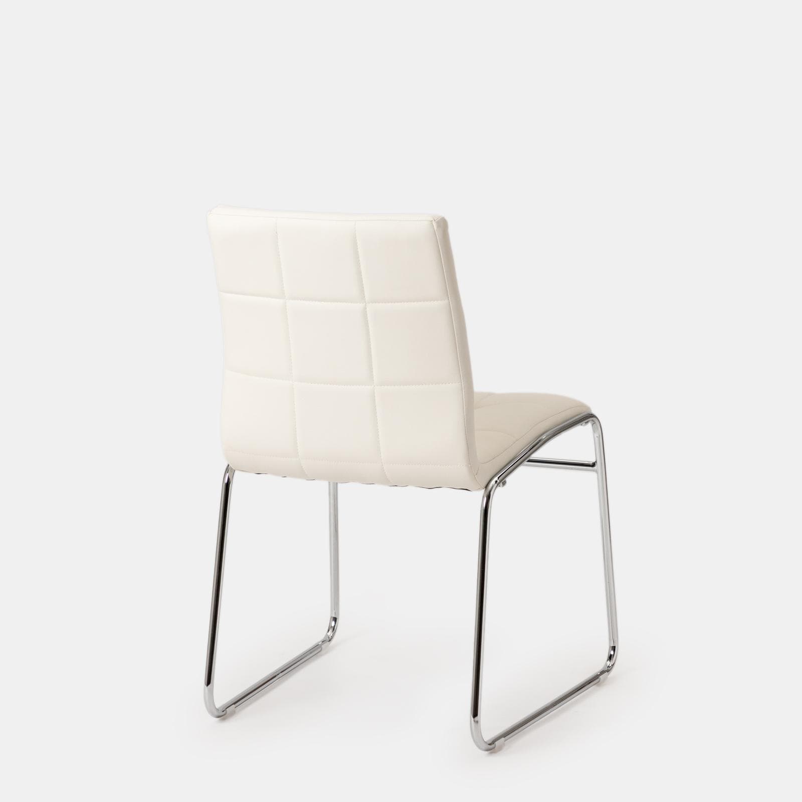 Set 4 sedie in similpelle bianco con gambe a slitta cromo - Dilez