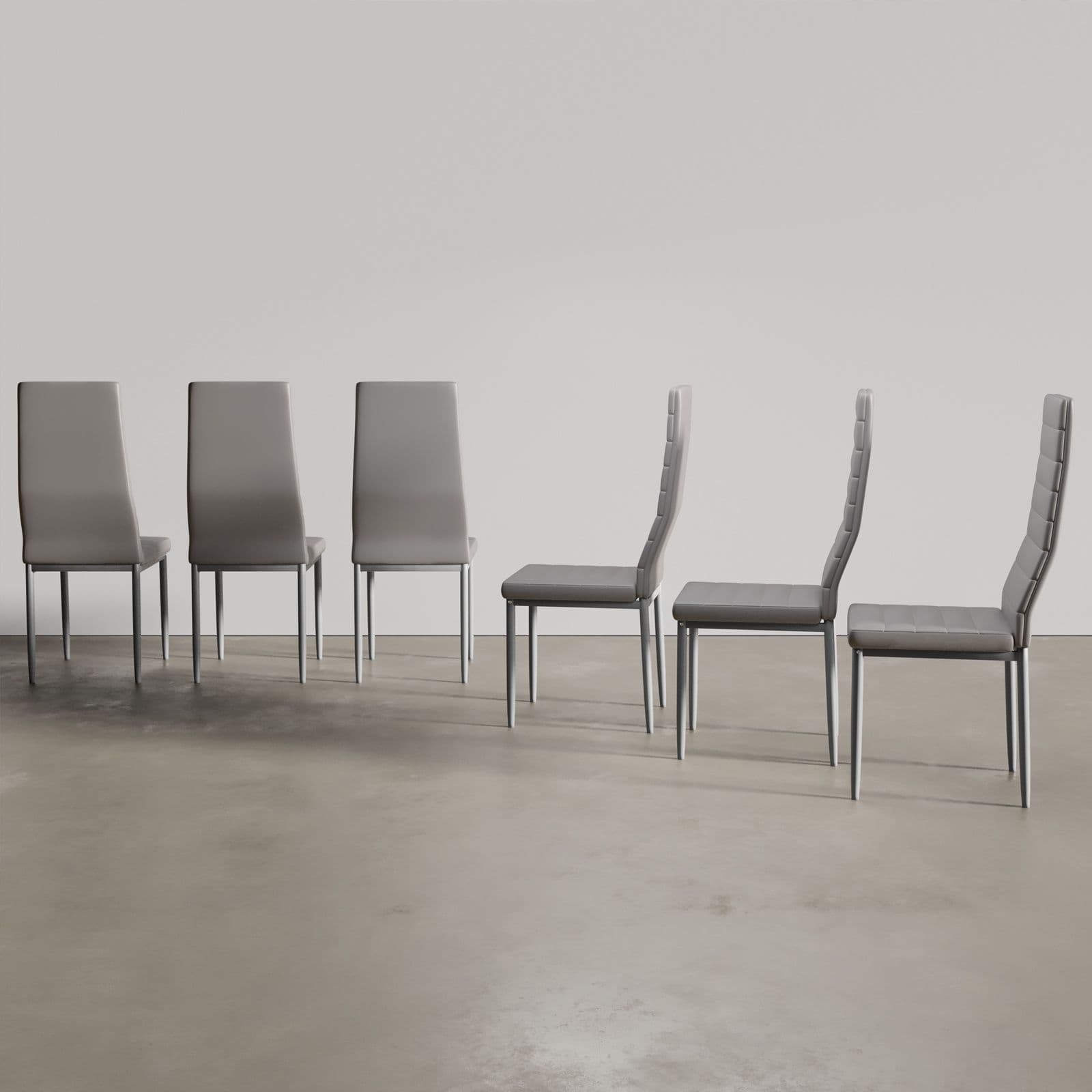 Set 6 sedie in similpelle grigia con schienale alto - Fenice