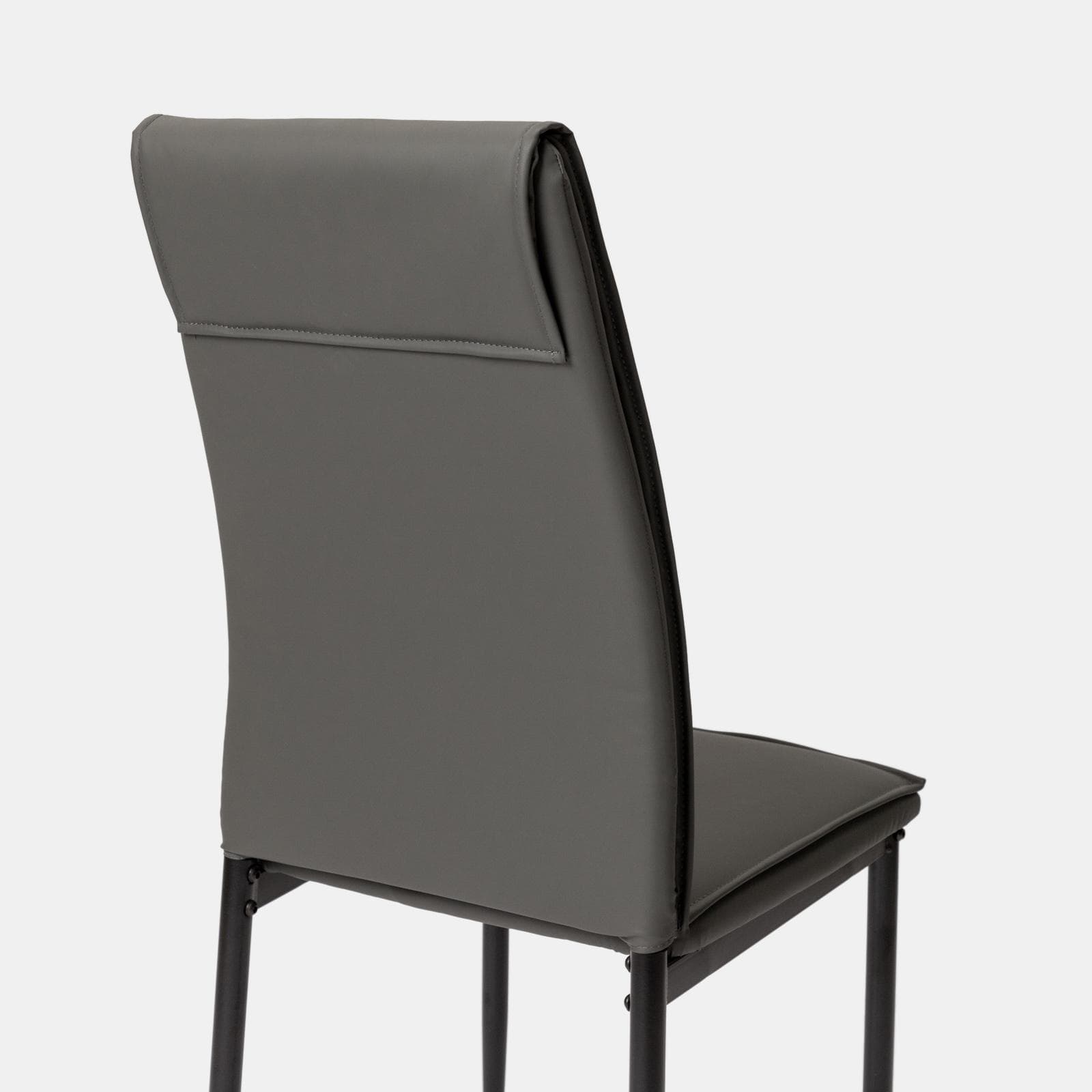 Set 4 sedie in similpelle grigio scuro con gambe in metallo nero - Iolanda