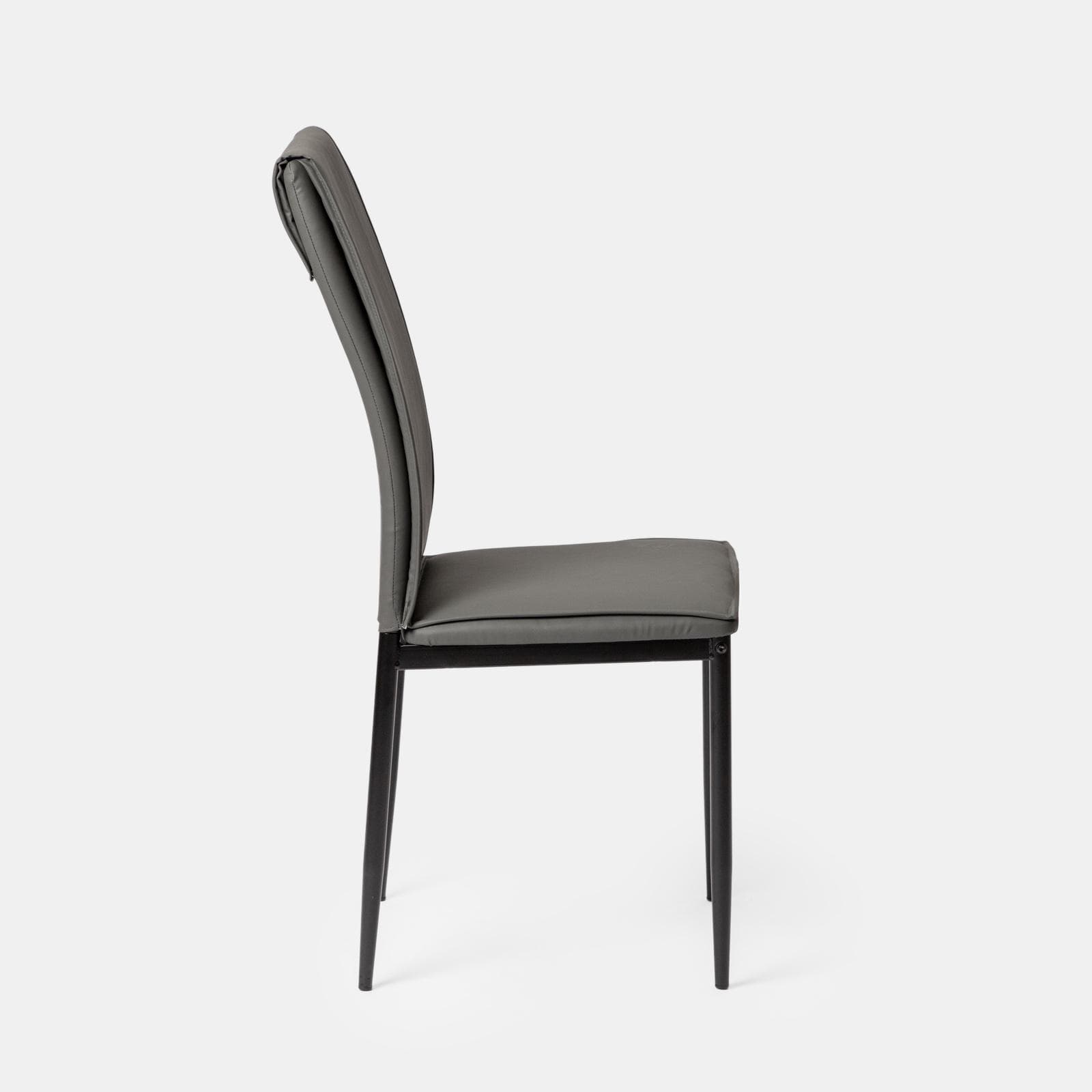 Set 4 sedie in similpelle grigio scuro con gambe in metallo nero - Iolanda