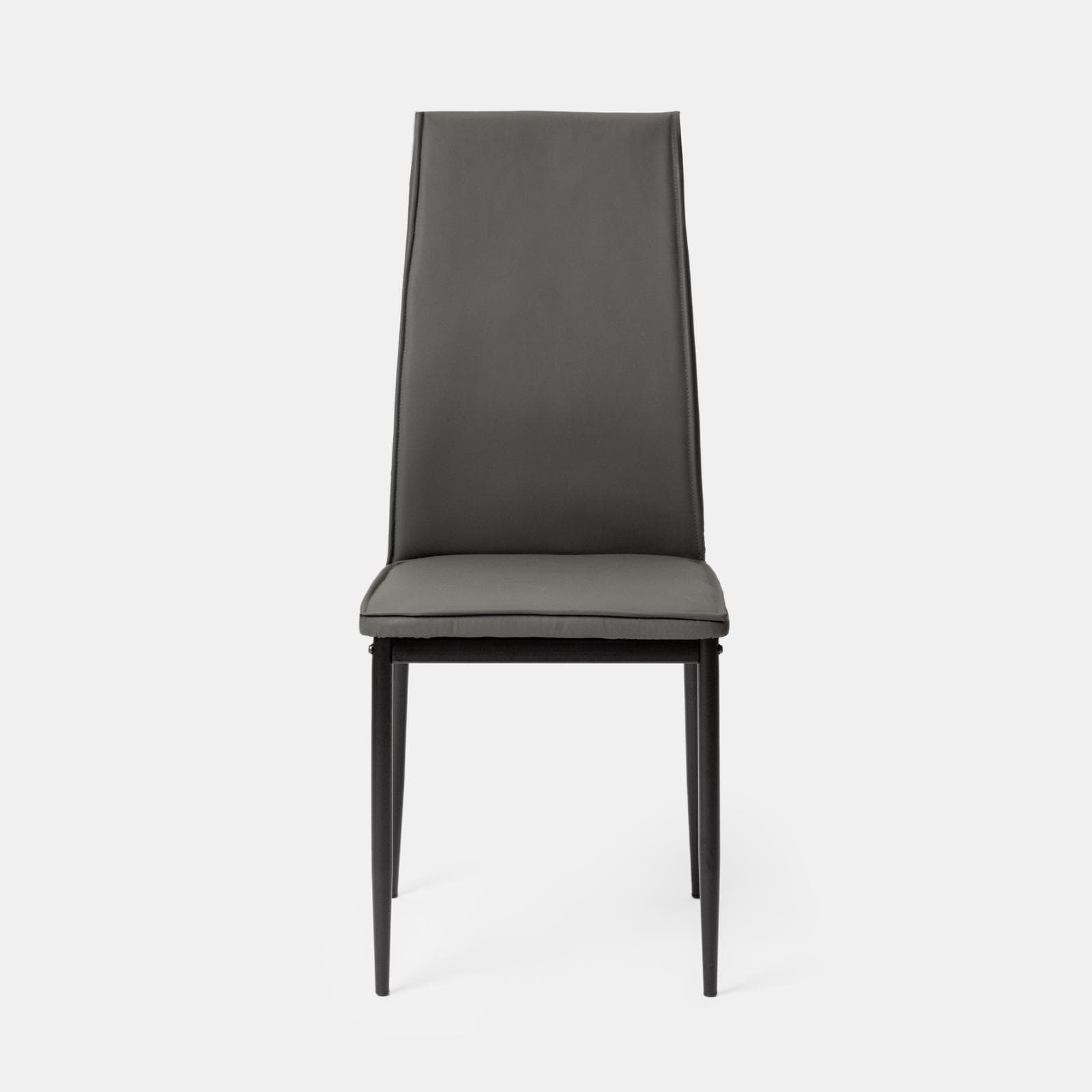 Set 4 sedie in similpelle grigio scuro con gambe in metallo nero - Iolanda