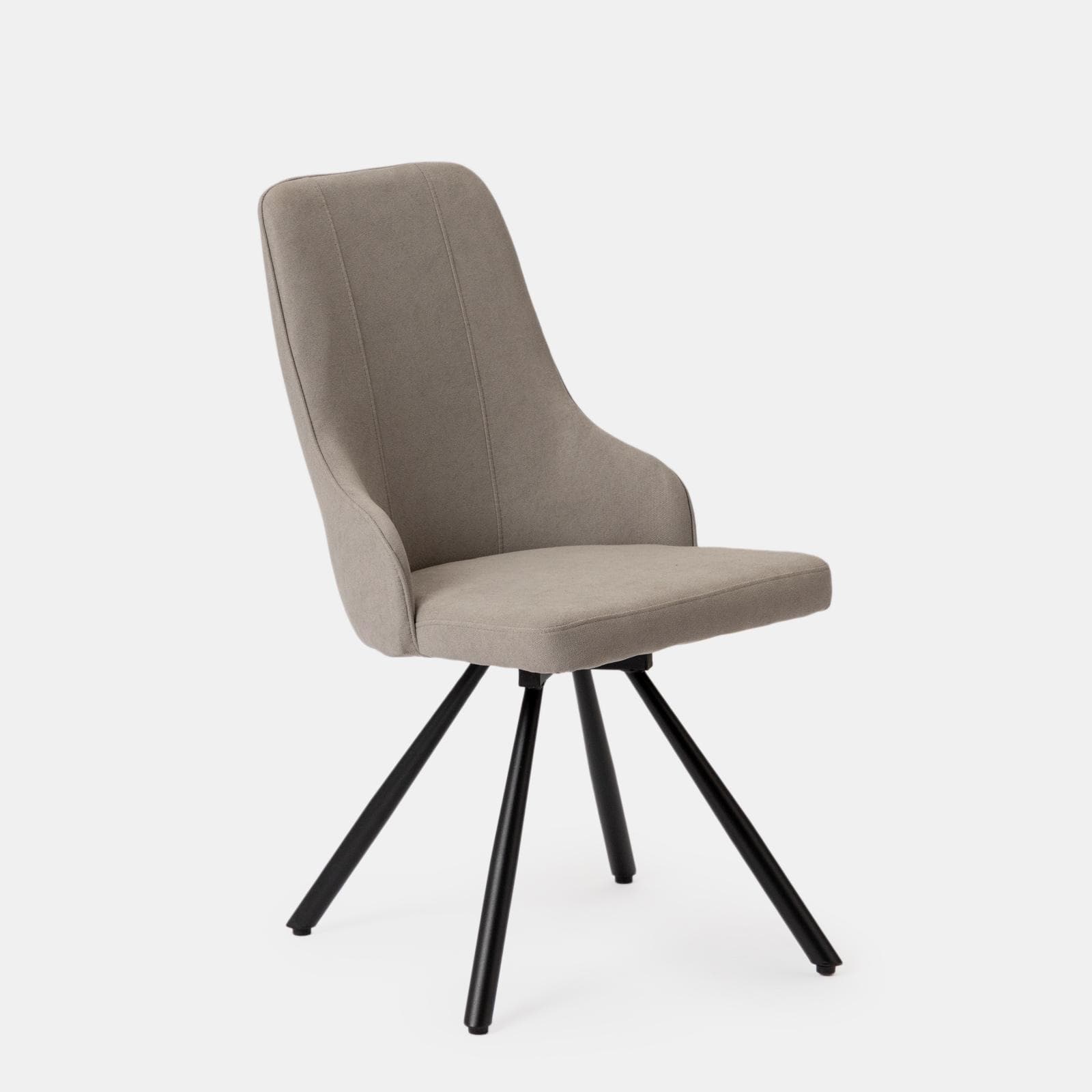 Set 4 sedie in tessuto beige con gambe in metallo nero e seduta girevole - Lorla
