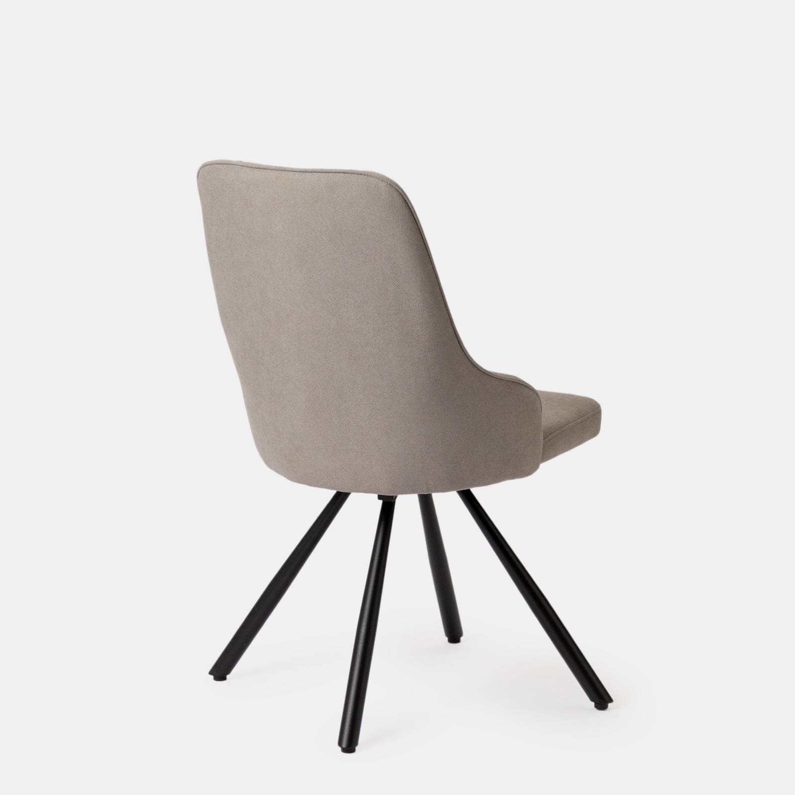 Set 4 sedie in tessuto beige con gambe in metallo nero e seduta girevole - Lorla