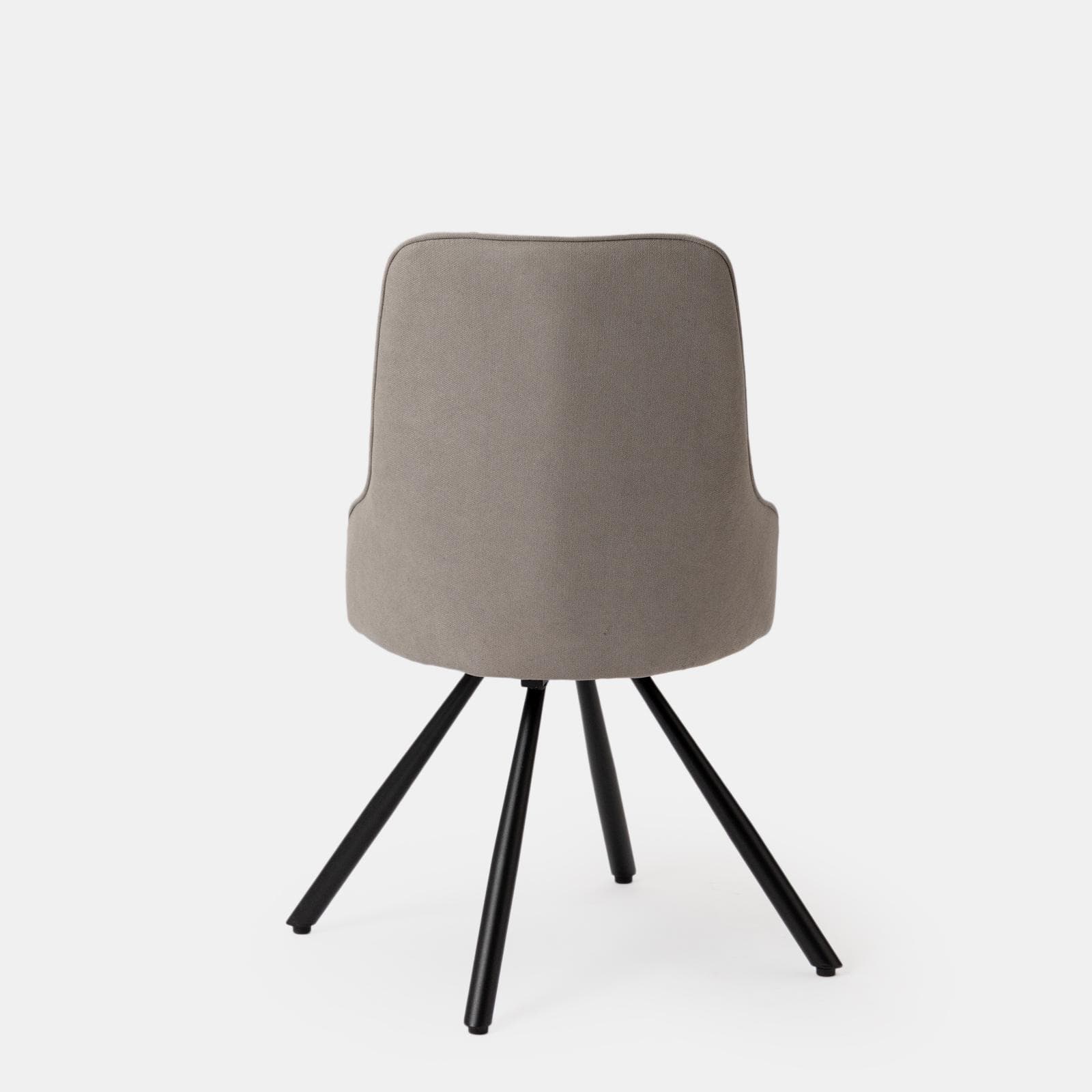 Set 4 sedie in tessuto beige con gambe in metallo nero e seduta girevole - Lorla