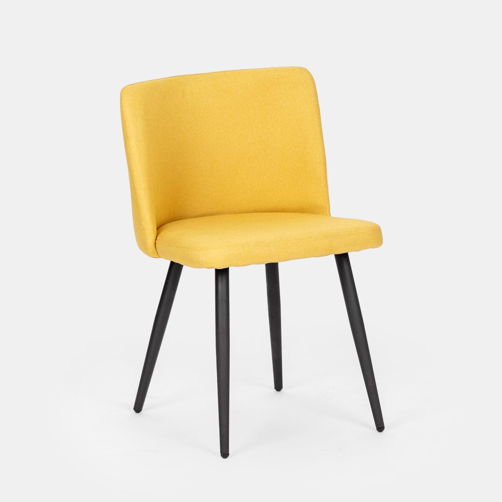 Set 4 sedie in tessuto giallo e gambe in metallo nero - Strand