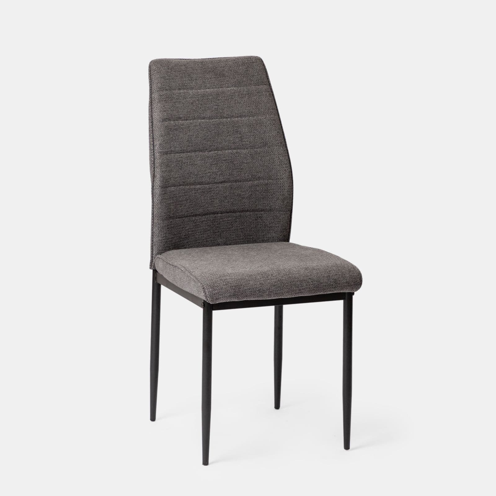 Set 4 sedie in tessuto grigio campagna con gambe in metallo nero - Rapsodia