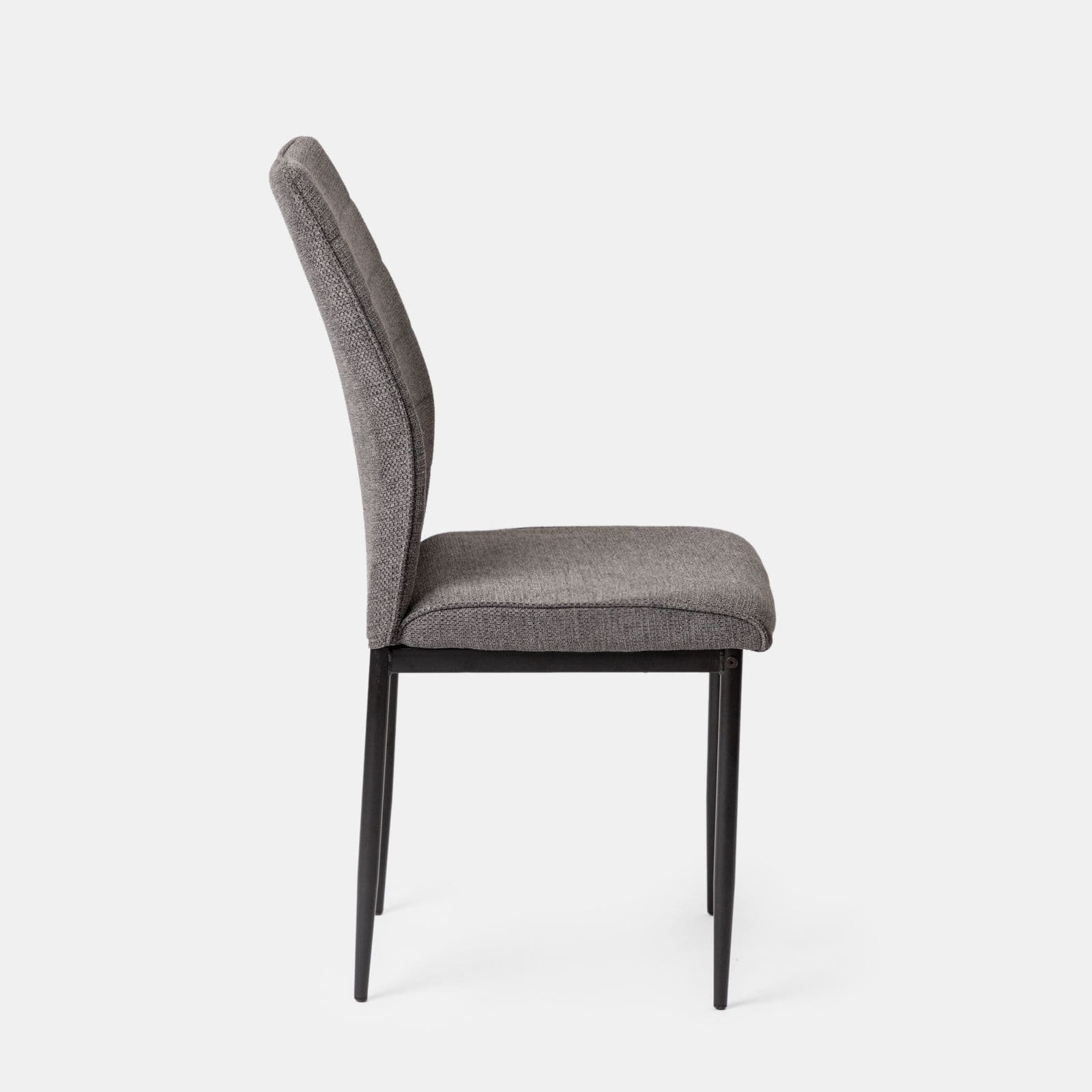 Set 4 sedie in tessuto grigio campagna con gambe in metallo nero - Rapsodia