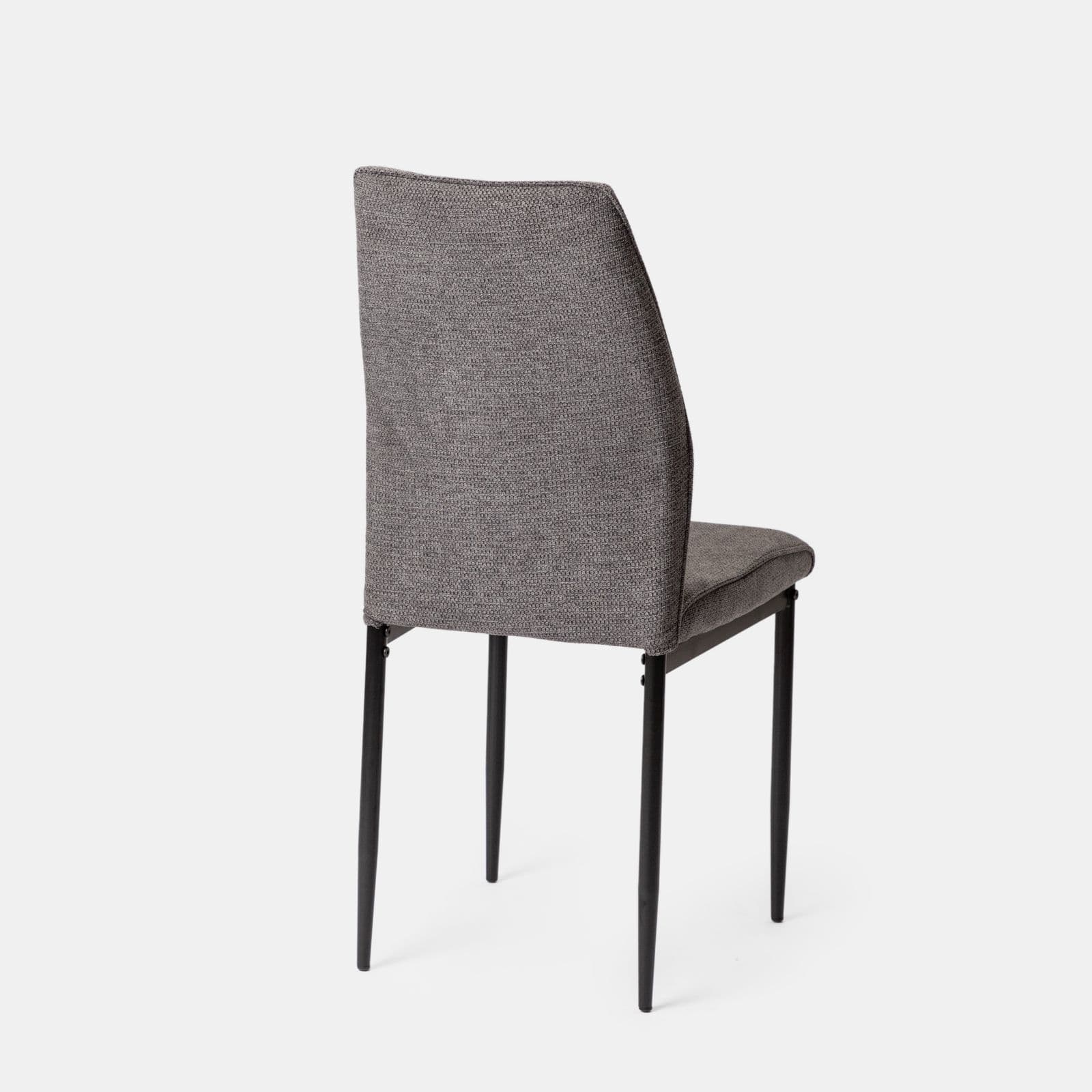 Set 4 sedie in tessuto grigio campagna con gambe in metallo nero - Rapsodia