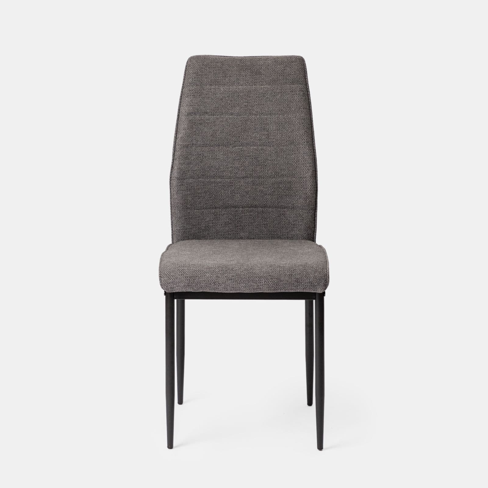 Set 4 sedie in tessuto grigio campagna con gambe in metallo nero - Rapsodia