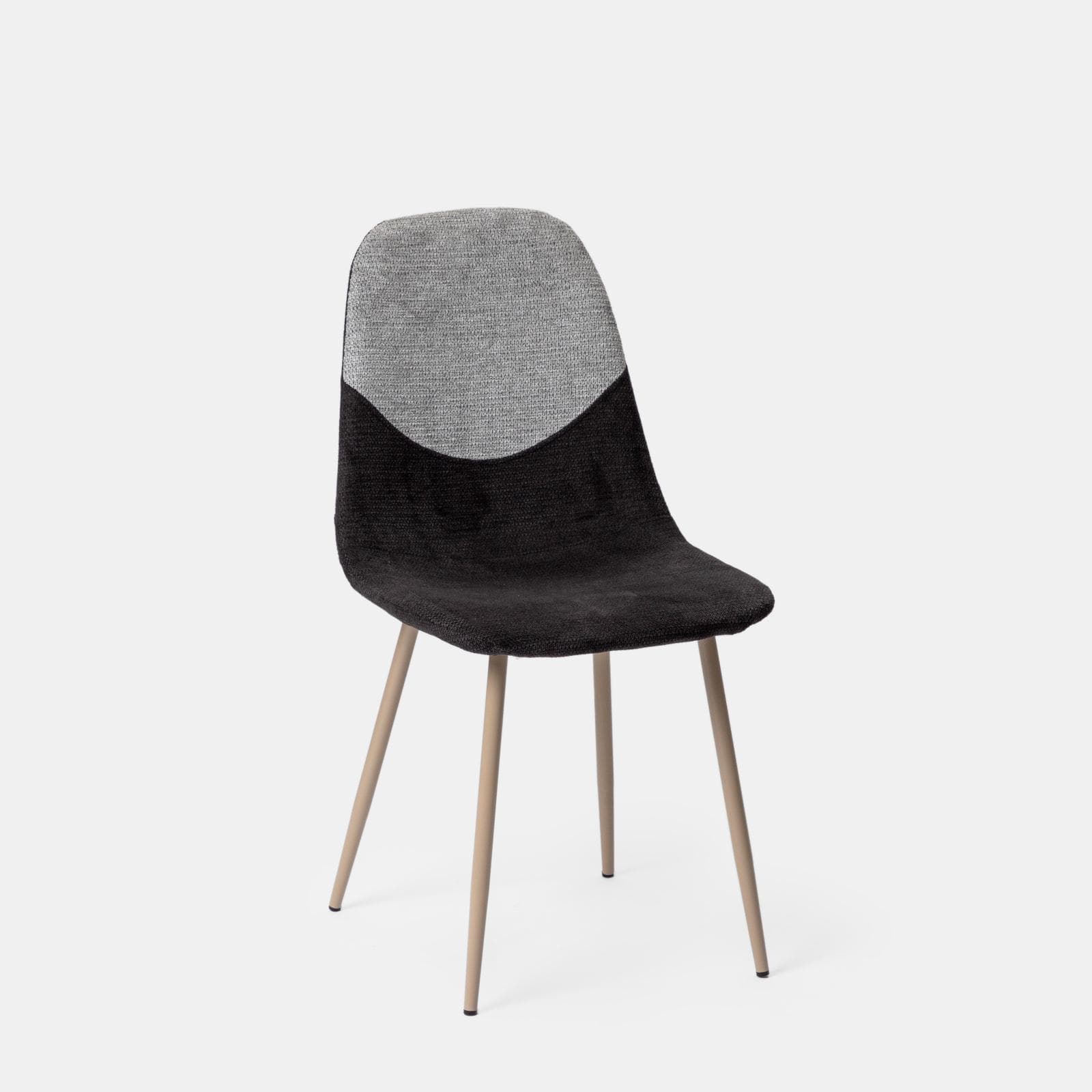 Set 4 sedie in tessuto grigio e nero con gambe in metallo beige - Finesse