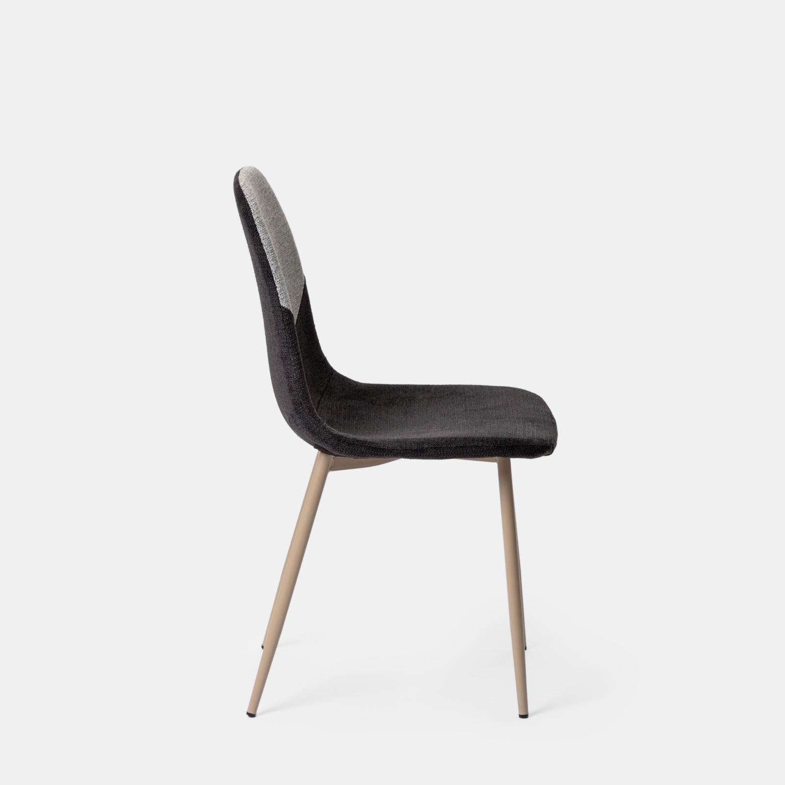 Set 4 sedie in tessuto grigio e nero con gambe in metallo beige - Finesse