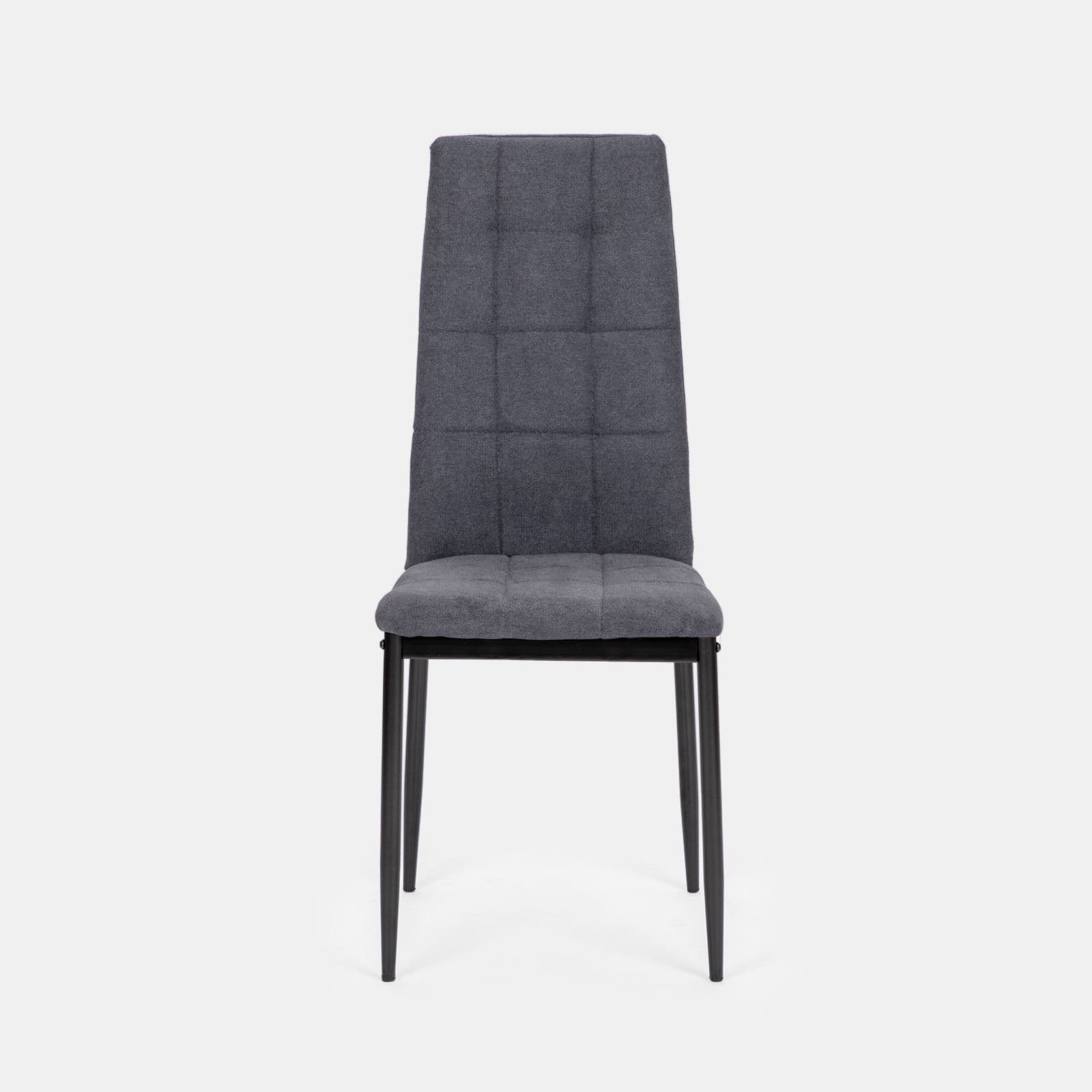 Set 4 sedie in tessuto grigio fumo con gambe in metallo nero - Sworty