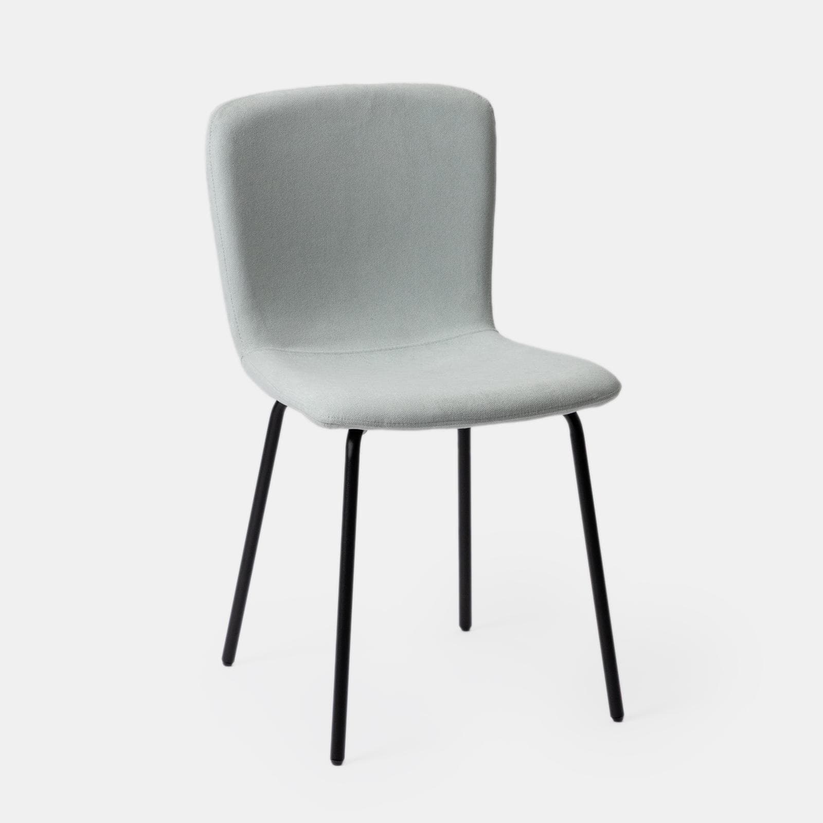 Set 4 sedie in tessuto grigio ghiaccio con gambe in metallo nero - Belita