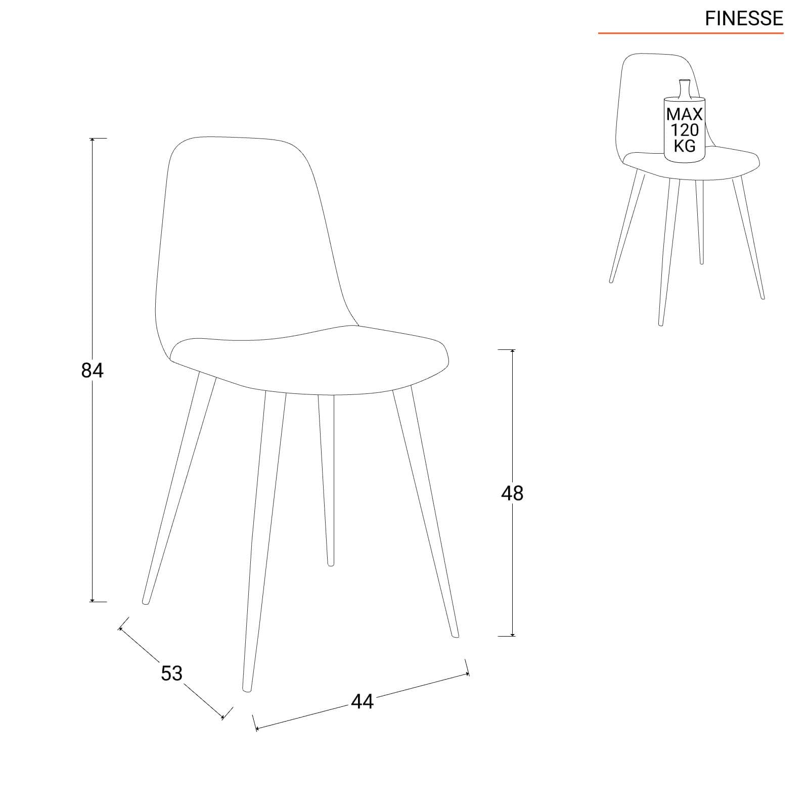 Set 4 sedie in tessuto nero con gambe effetto legno - Finesse