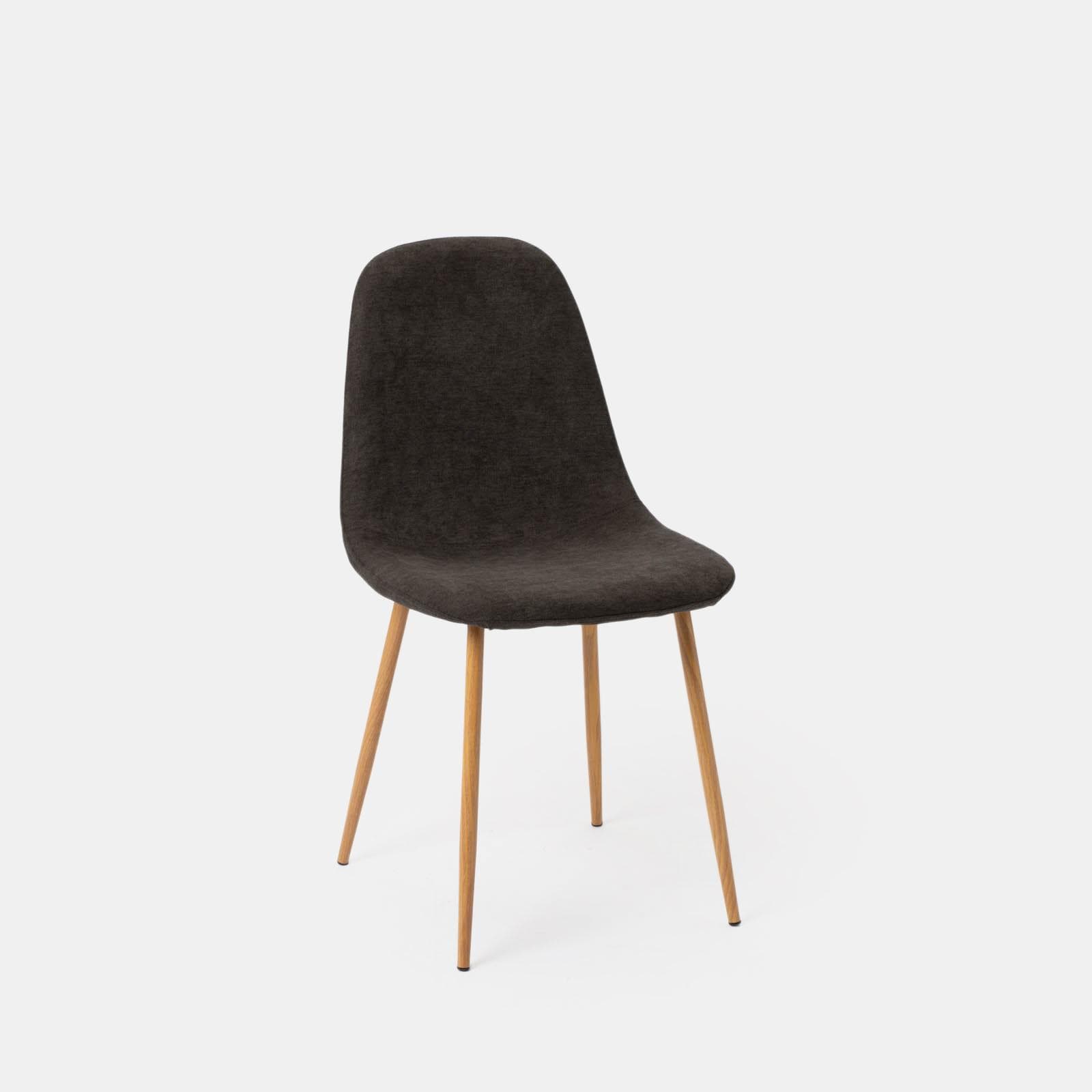 Set 4 sedie in tessuto nero con gambe effetto legno - Finesse