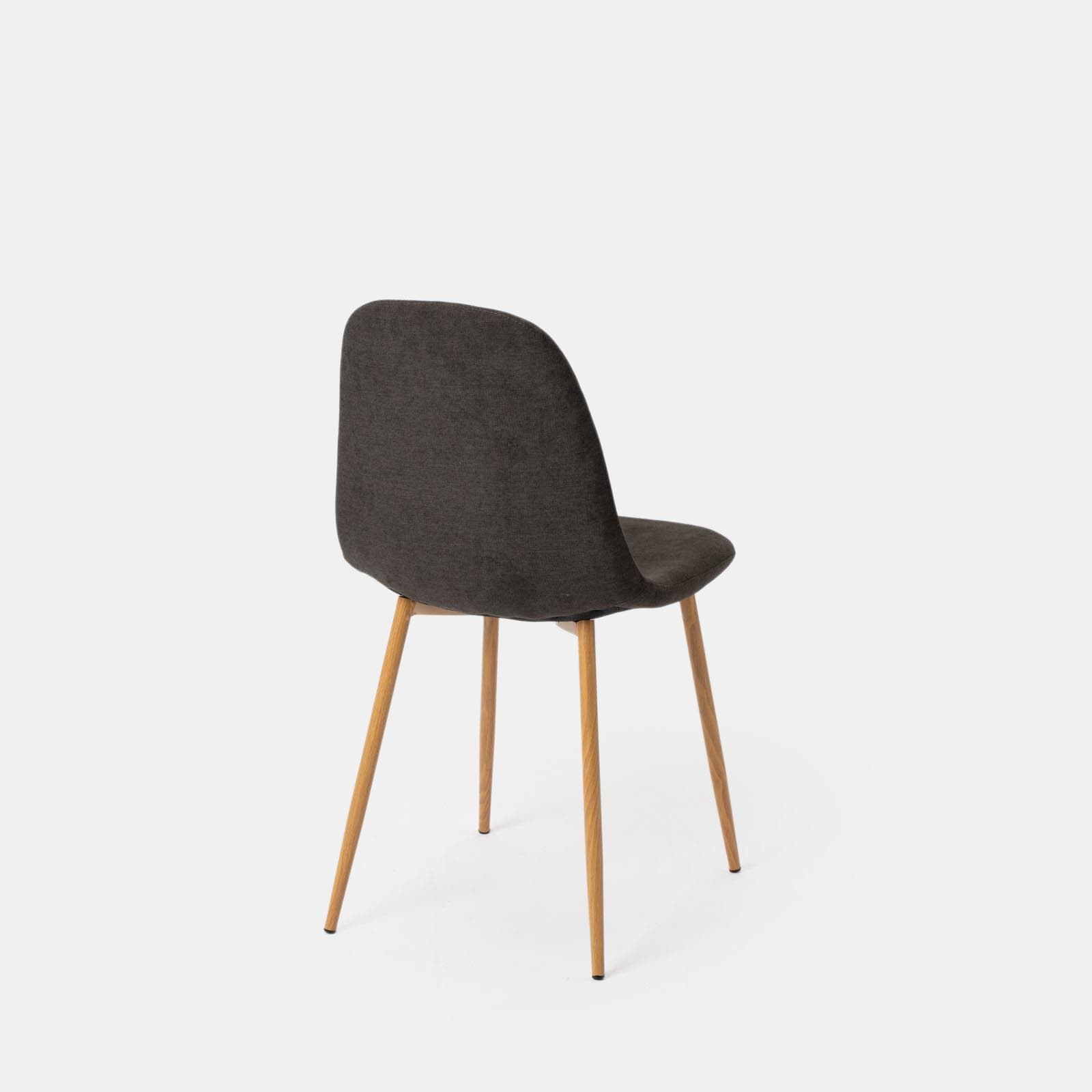 Set 4 sedie in tessuto nero con gambe effetto legno - Finesse