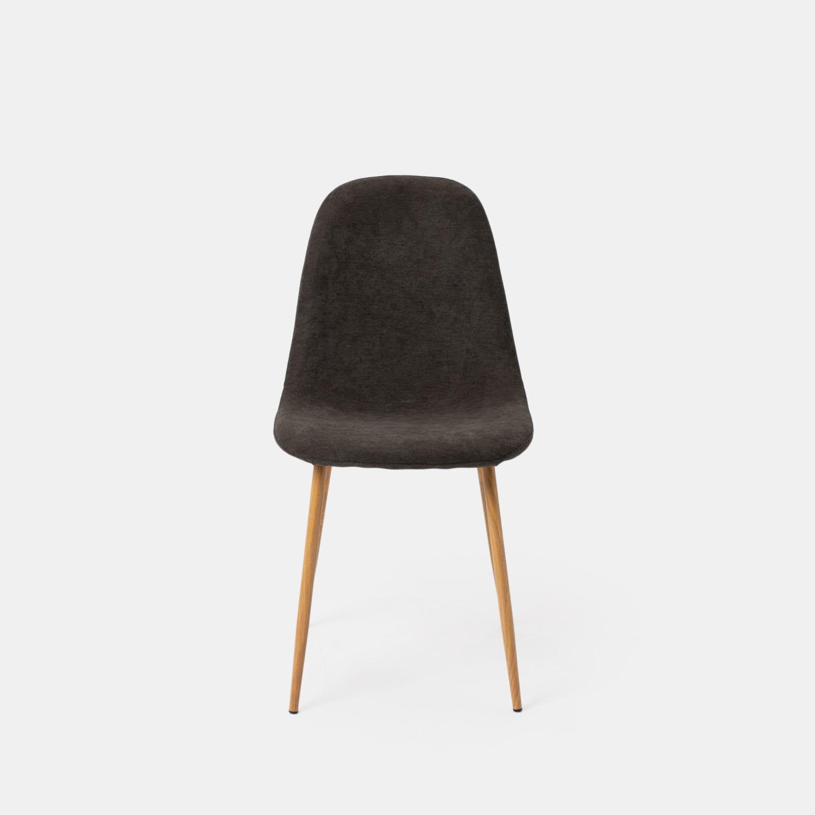 Set 4 sedie in tessuto nero con gambe effetto legno - Finesse