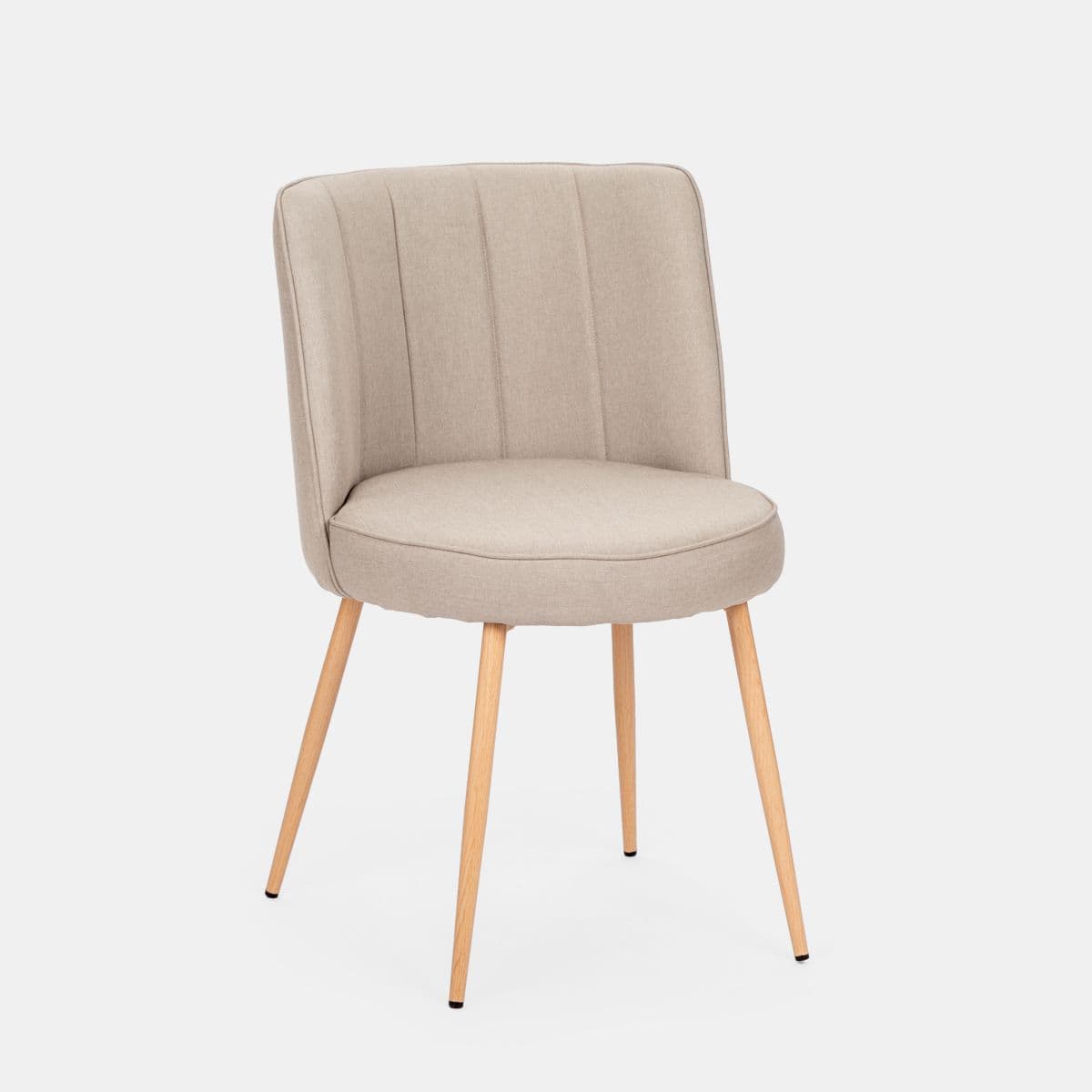 Set 4 sedie in tessuto tortora chiaro con gambe in metallo effetto legno - Nihal