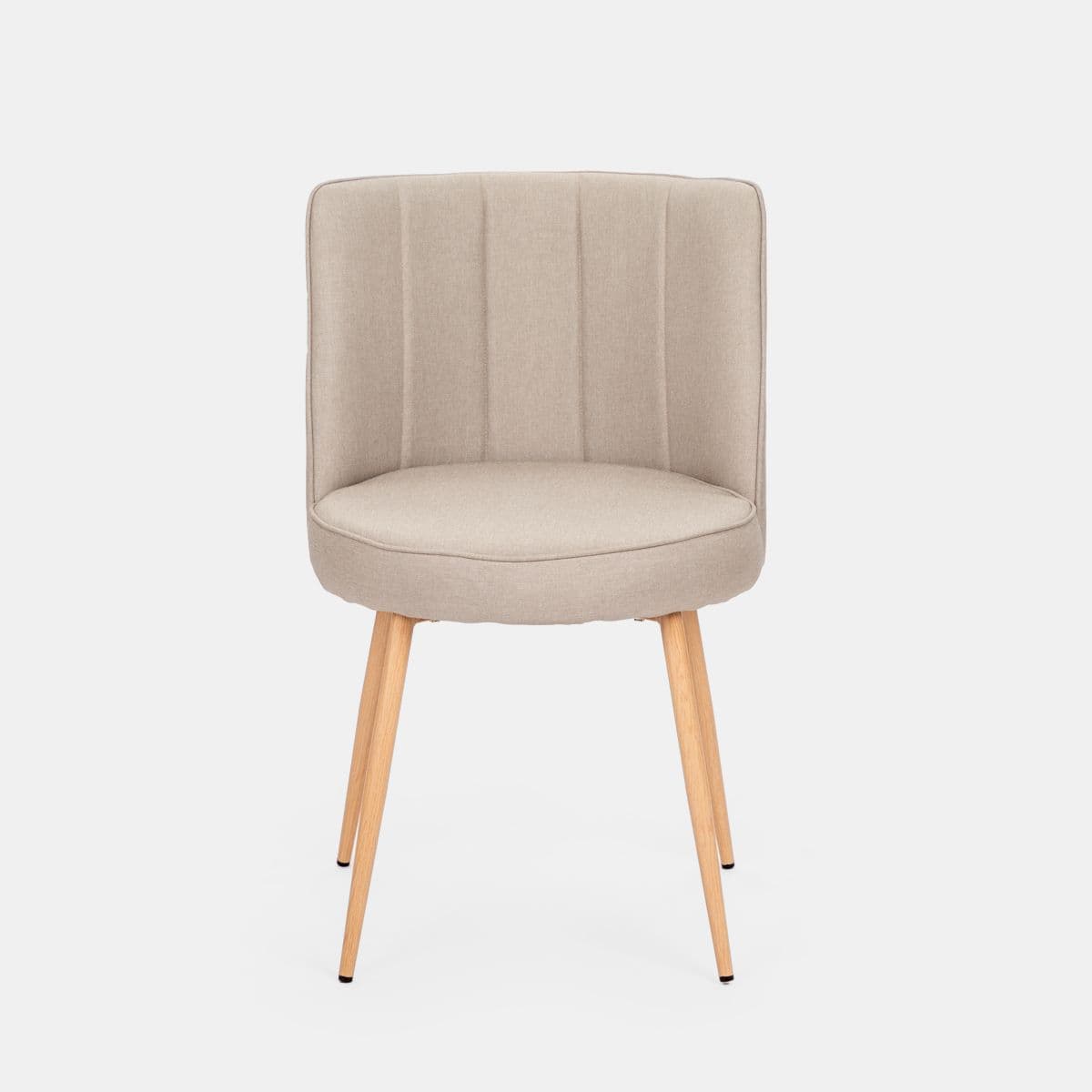 Set 4 sedie in tessuto tortora chiaro con gambe in metallo effetto legno - Nihal
