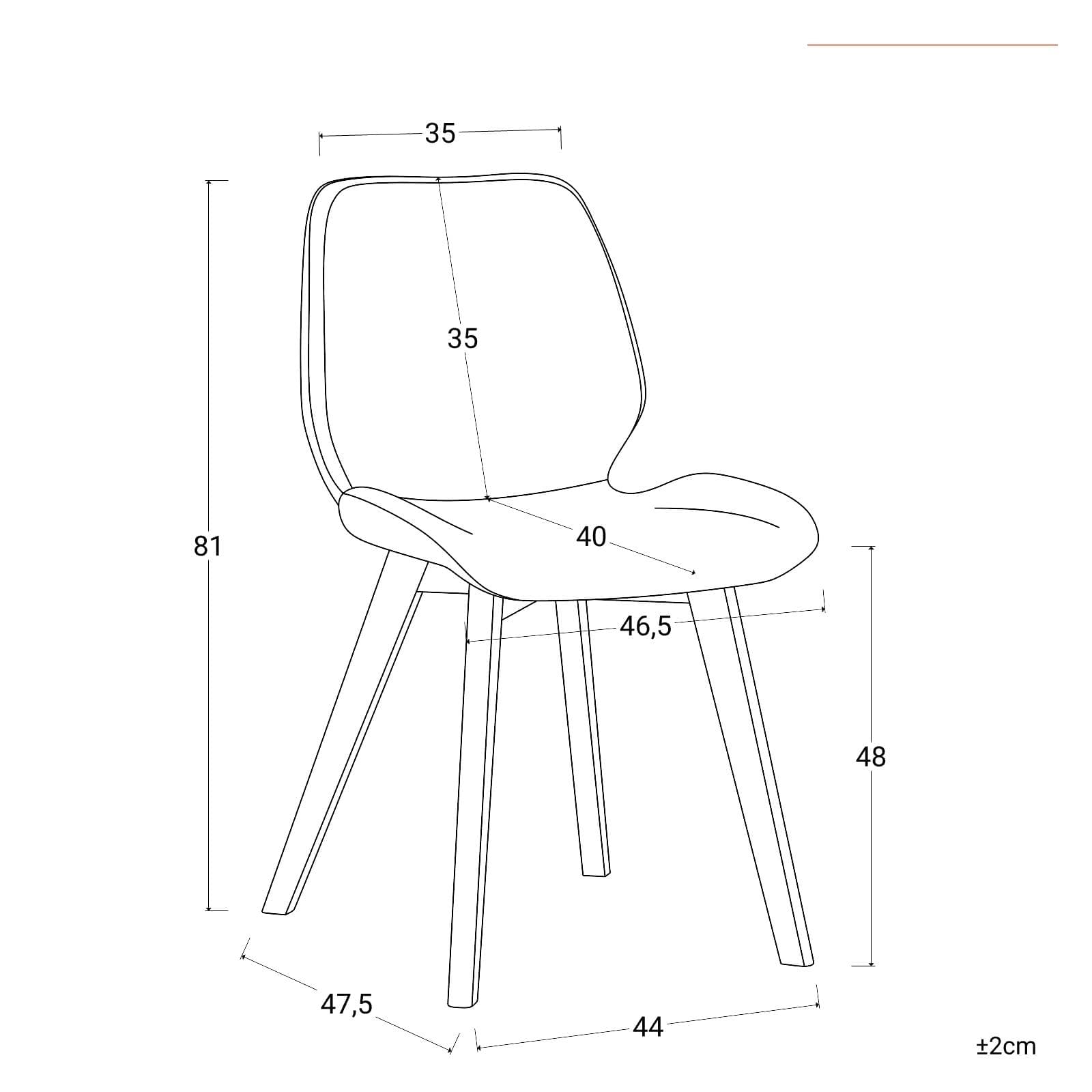 Set 4 sedie in tessuto terracotta con gambe in legno - Hattie