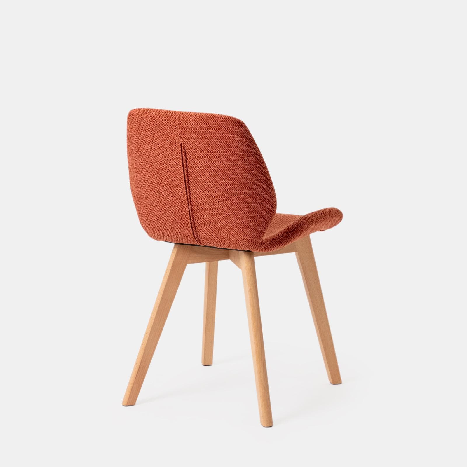 Set 4 sedie in tessuto terracotta con gambe in legno - Hattie