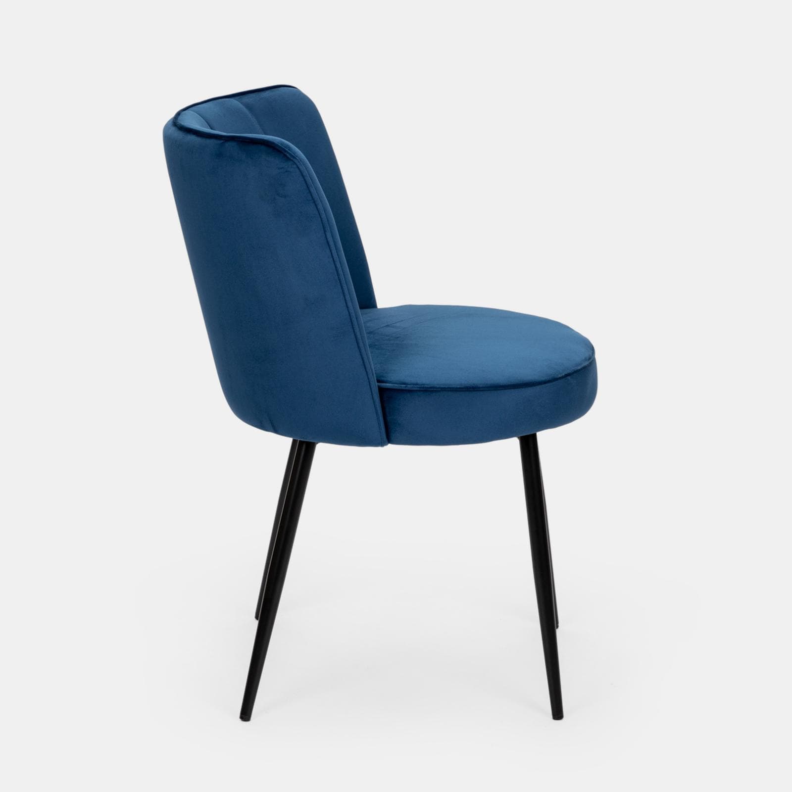Set 4 sedie in velluto blu notte con gambe nere - Nihal