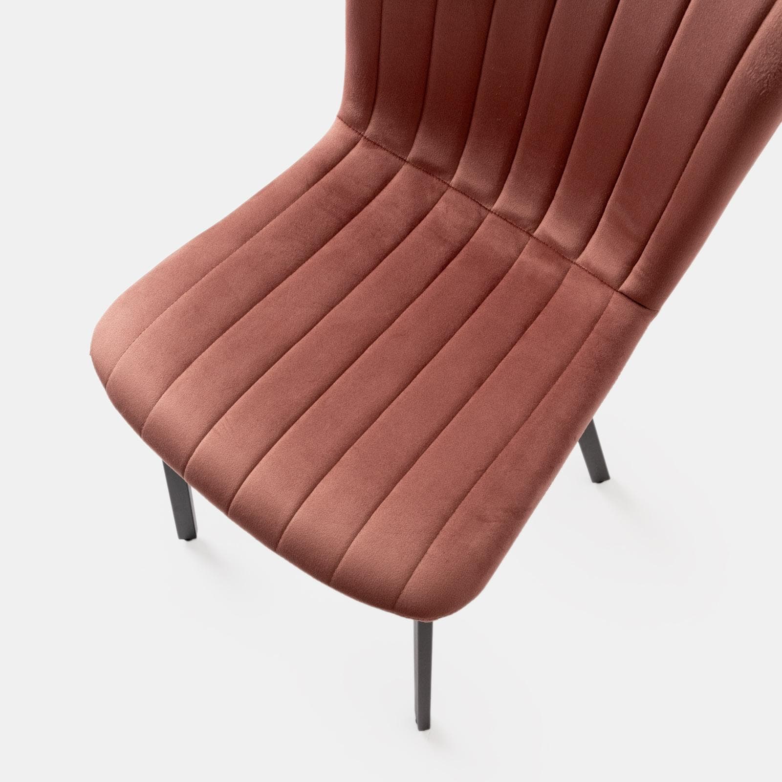 Set 4 sedie in velluto rosa antico con gambe in metallo nero - Mick