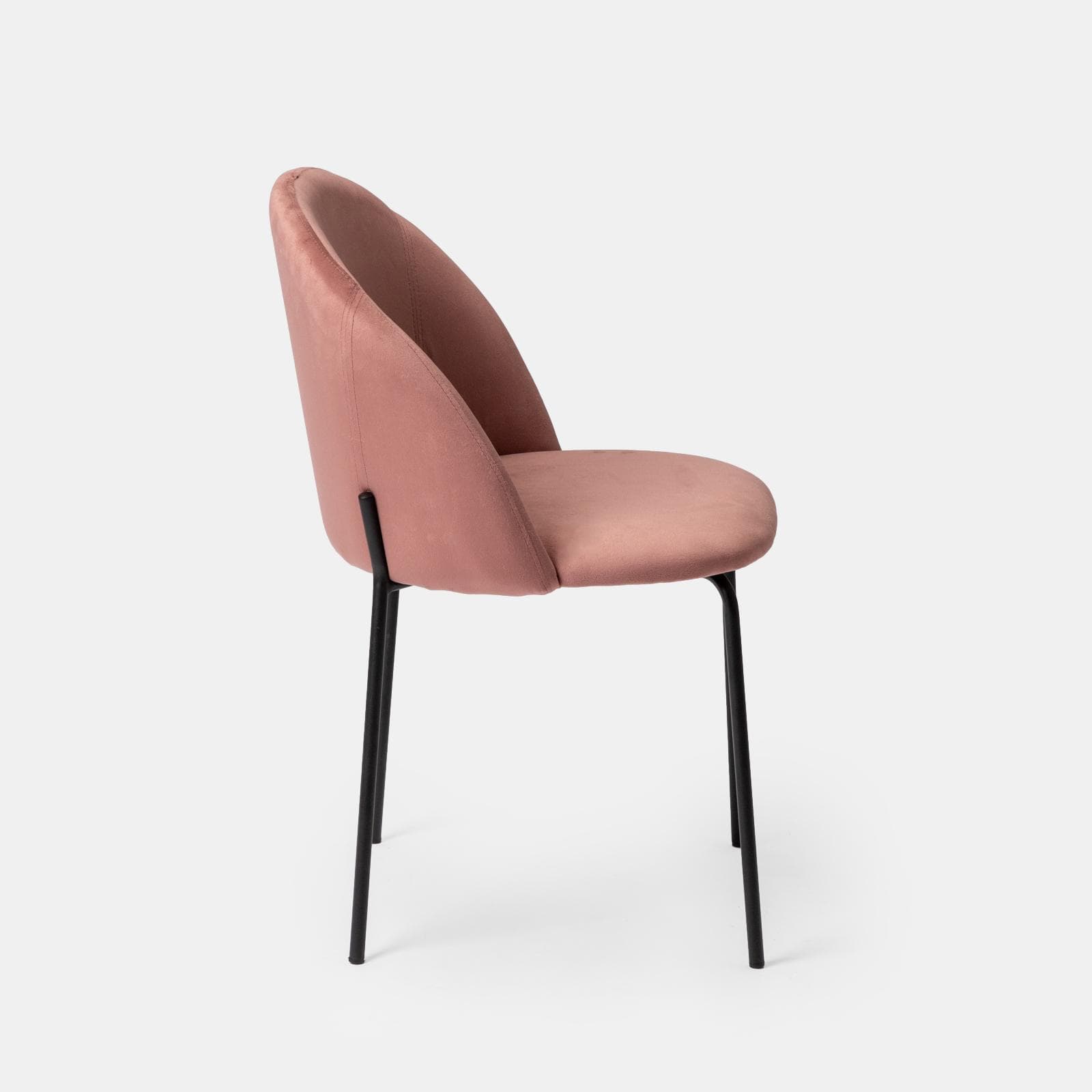 Set 4 sedie in velluto rosa antico con gambe in metallo nero - Vesta