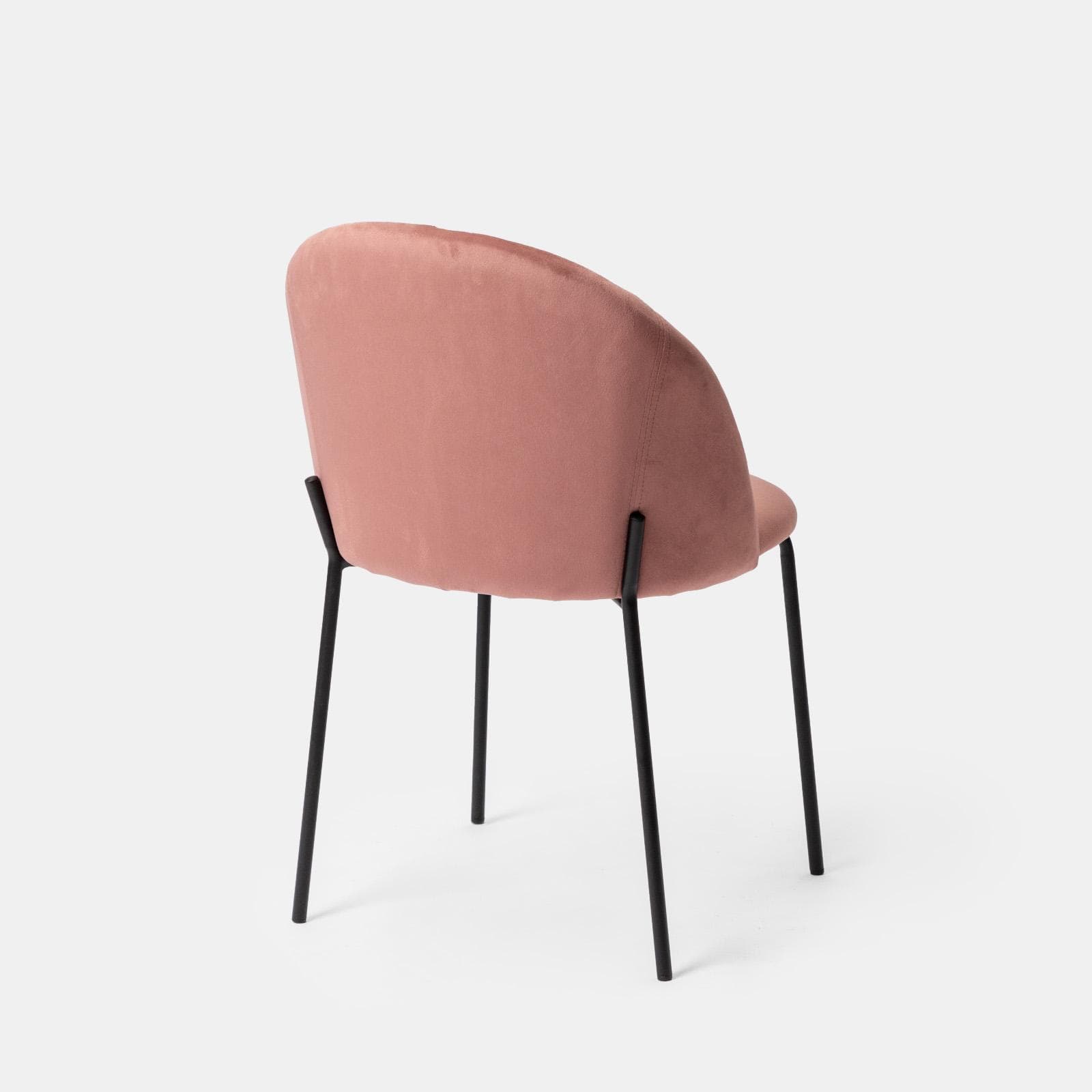Set 4 sedie in velluto rosa antico con gambe in metallo nero - Vesta