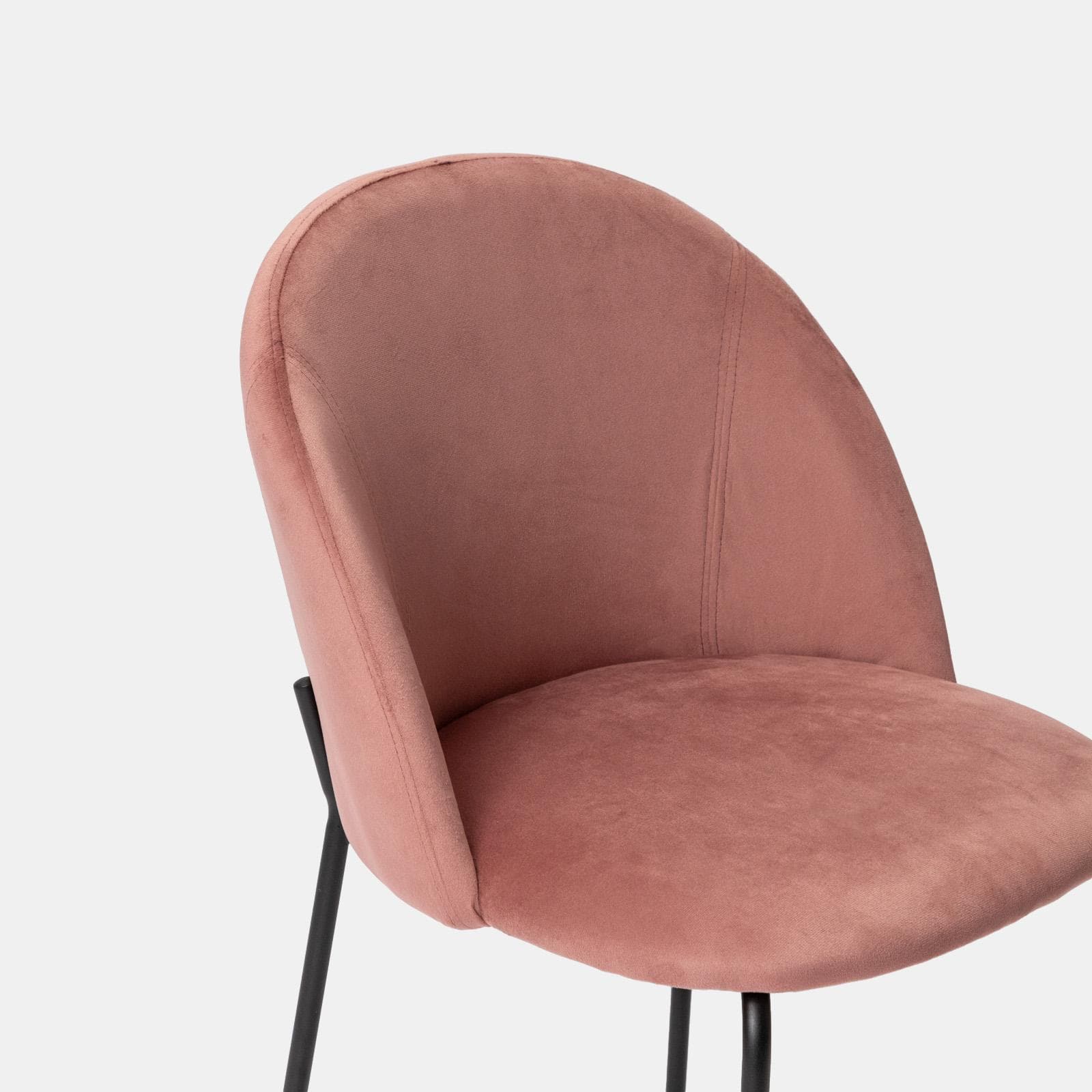 Set 4 sedie in velluto rosa antico con gambe in metallo nero - Vesta