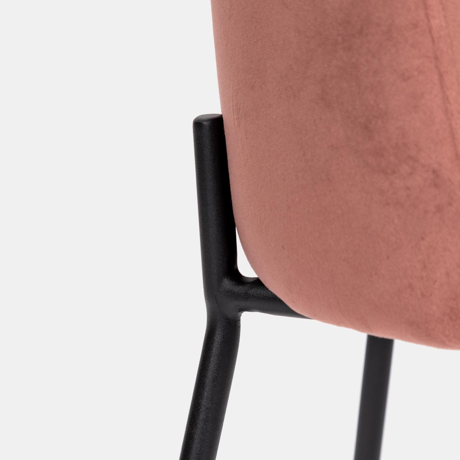 Set 4 sedie in velluto rosa con gambe nere - Wilmer
