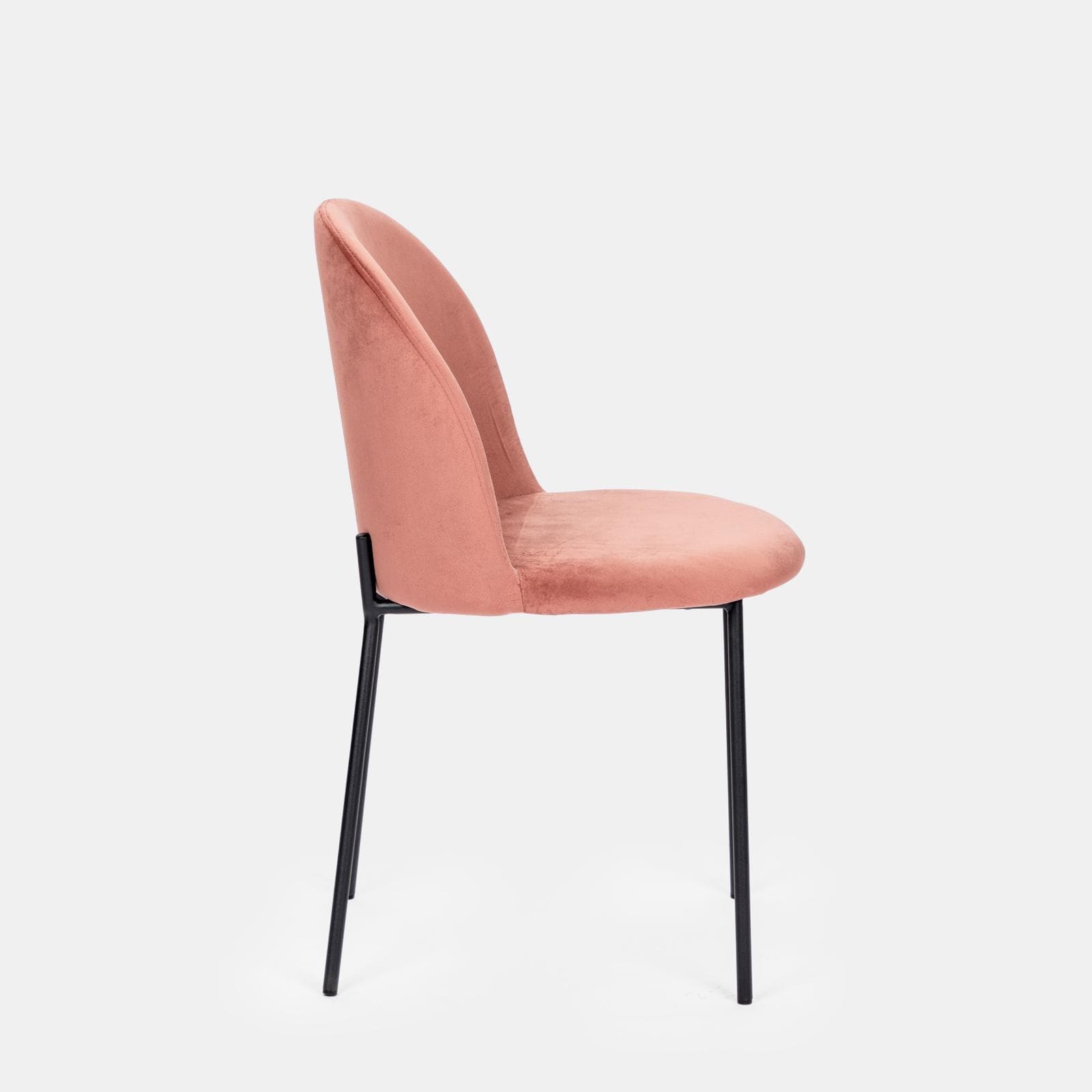 Set 4 sedie in velluto rosa con gambe nere - Wilmer