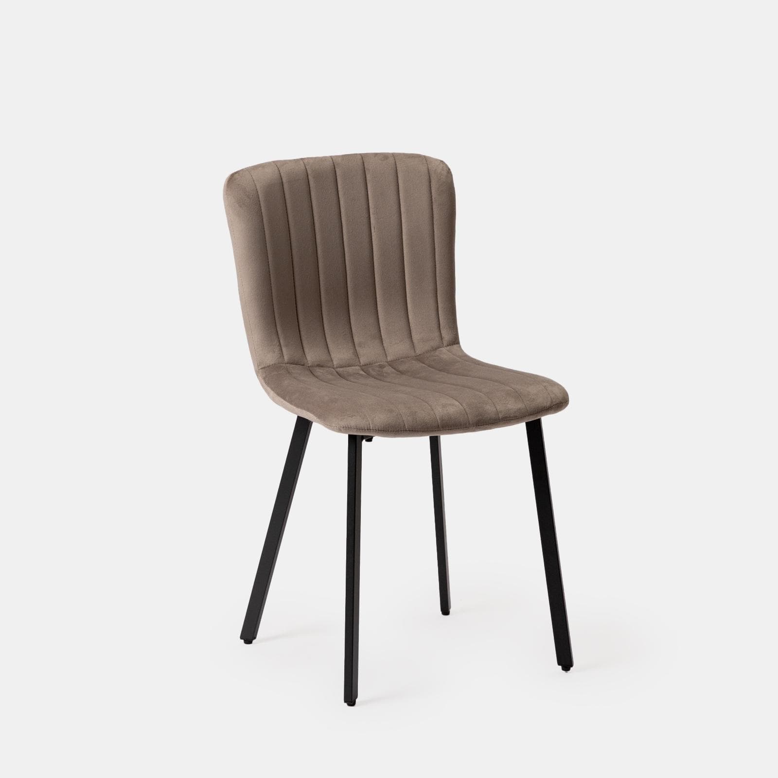 Set 4 sedie in velluto tortora con gambe in metallo nero - Mick