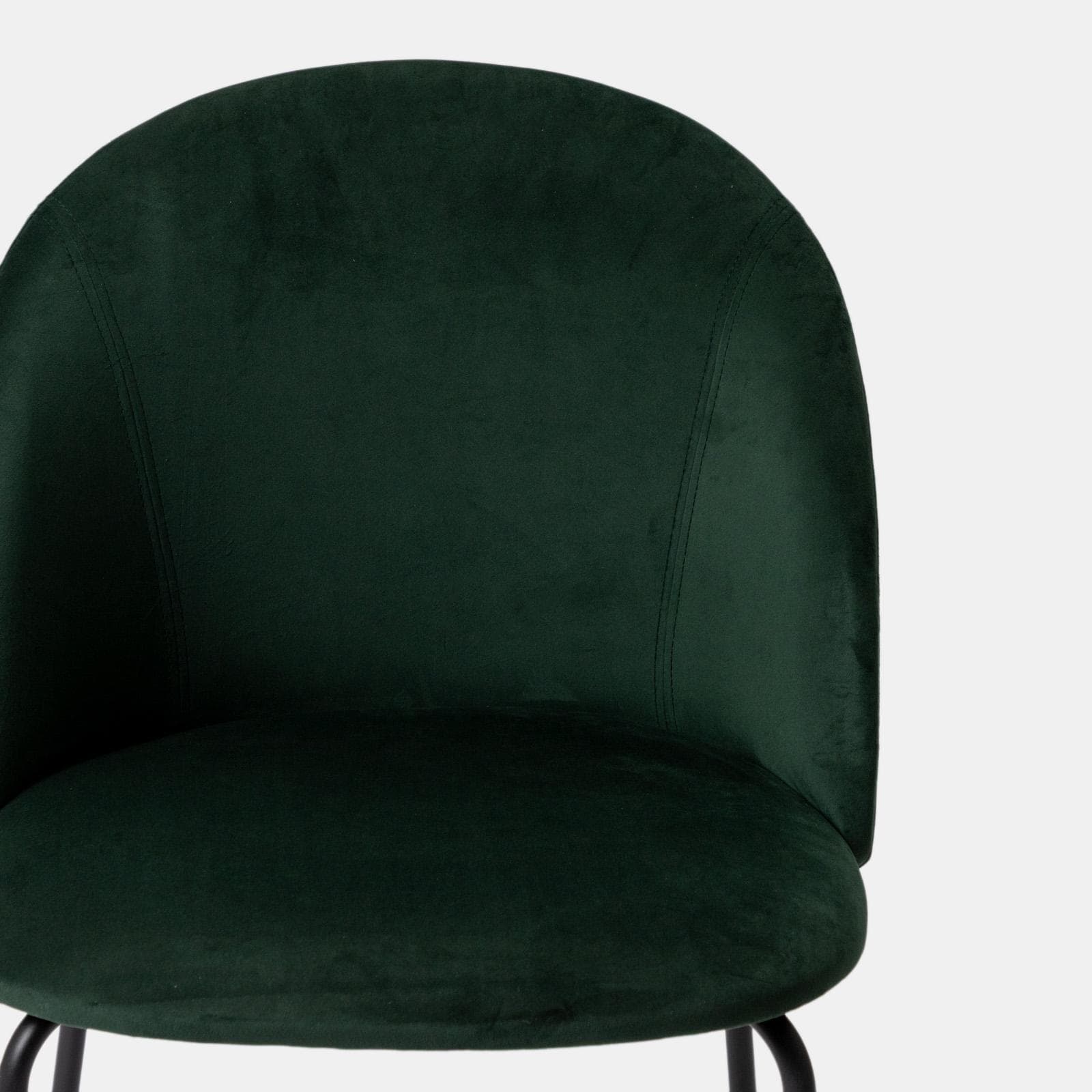 Set 4 sedie in velluto verde scuro con gambe in metallo nero - Vesta