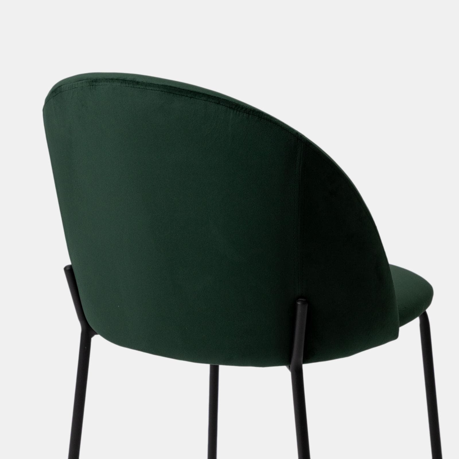 Set 4 sedie in velluto verde scuro con gambe in metallo nero - Vesta