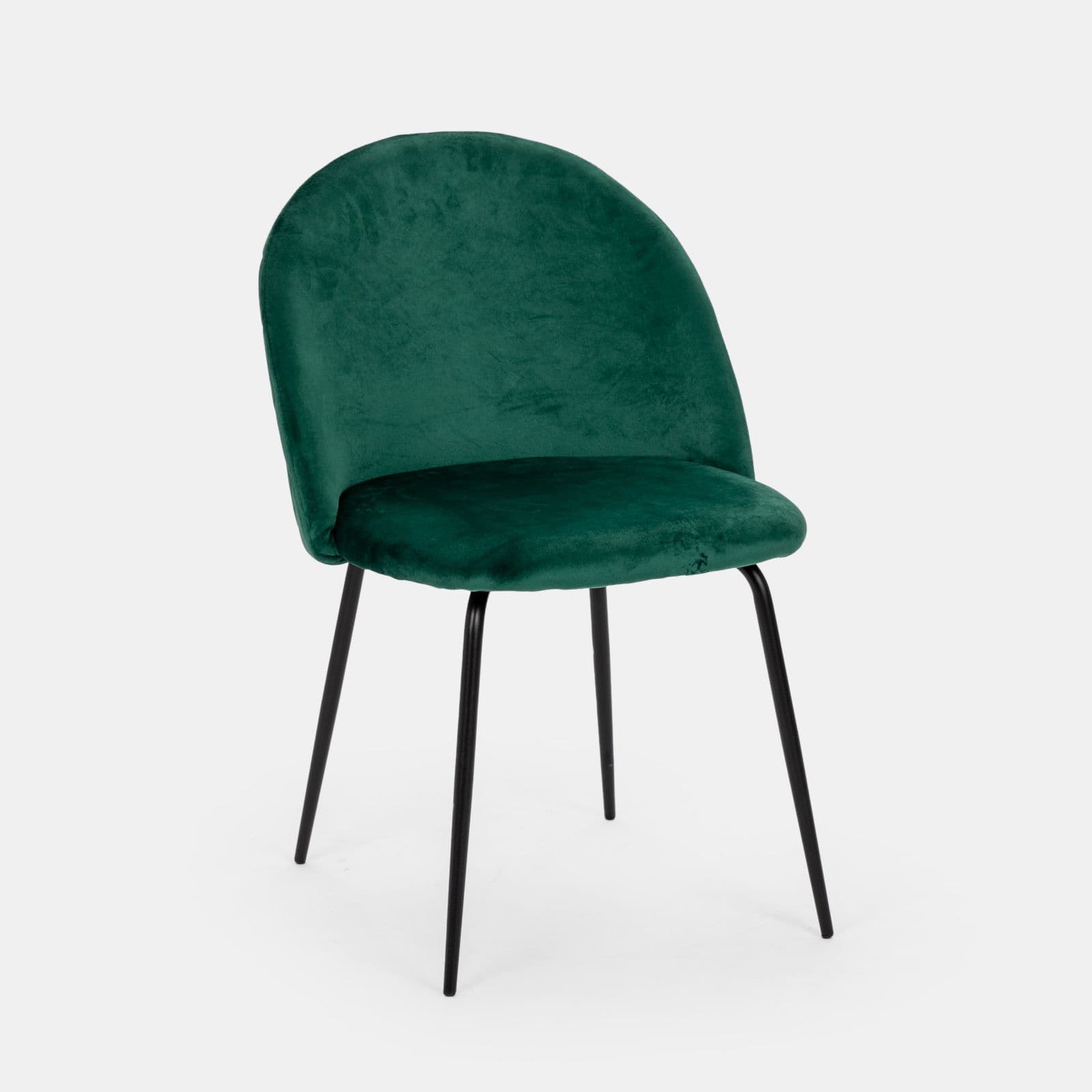 Set 4 sedie in velluto verde scuro con gambe nere - Estrada
