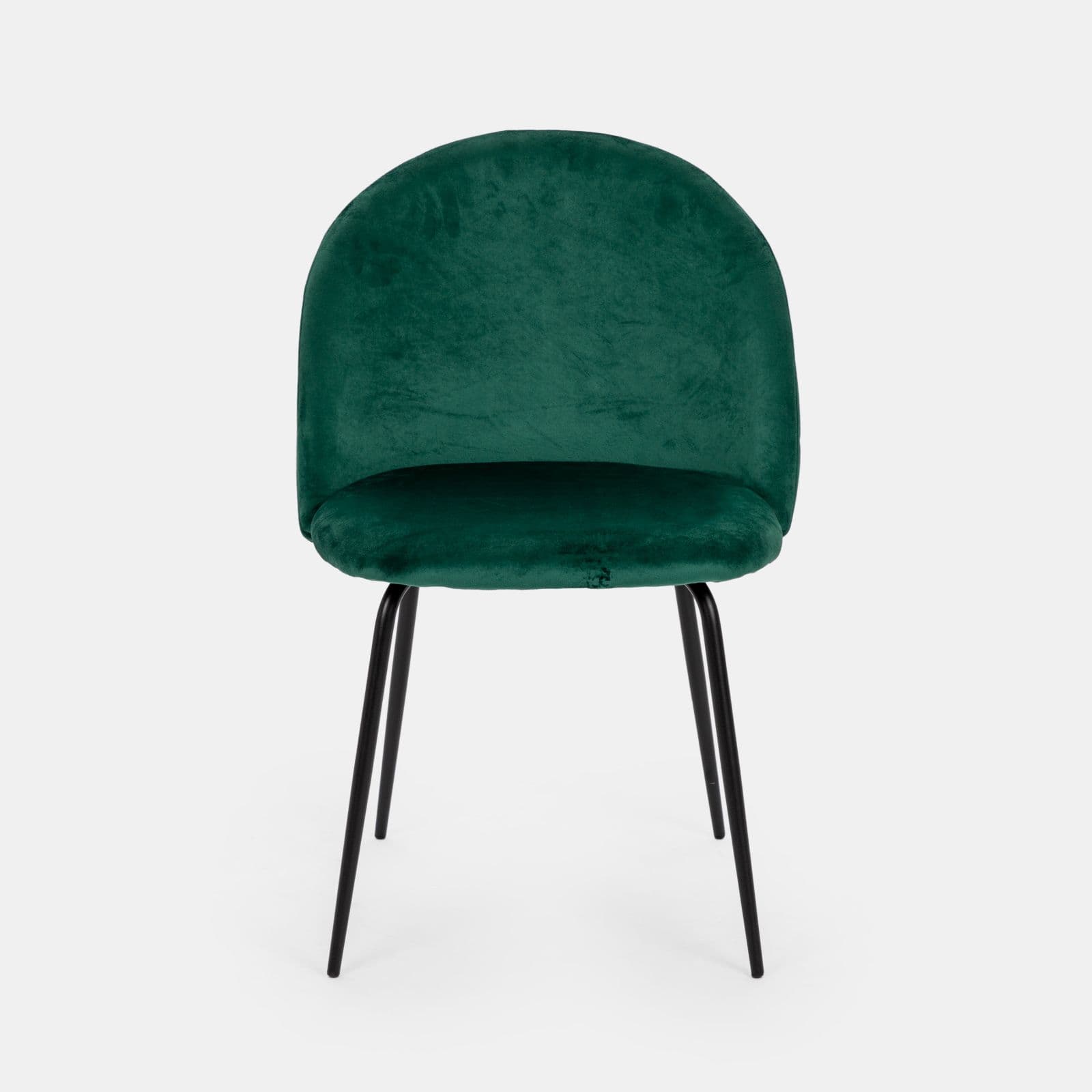 Set 4 sedie in velluto verde scuro con gambe nere - Estrada