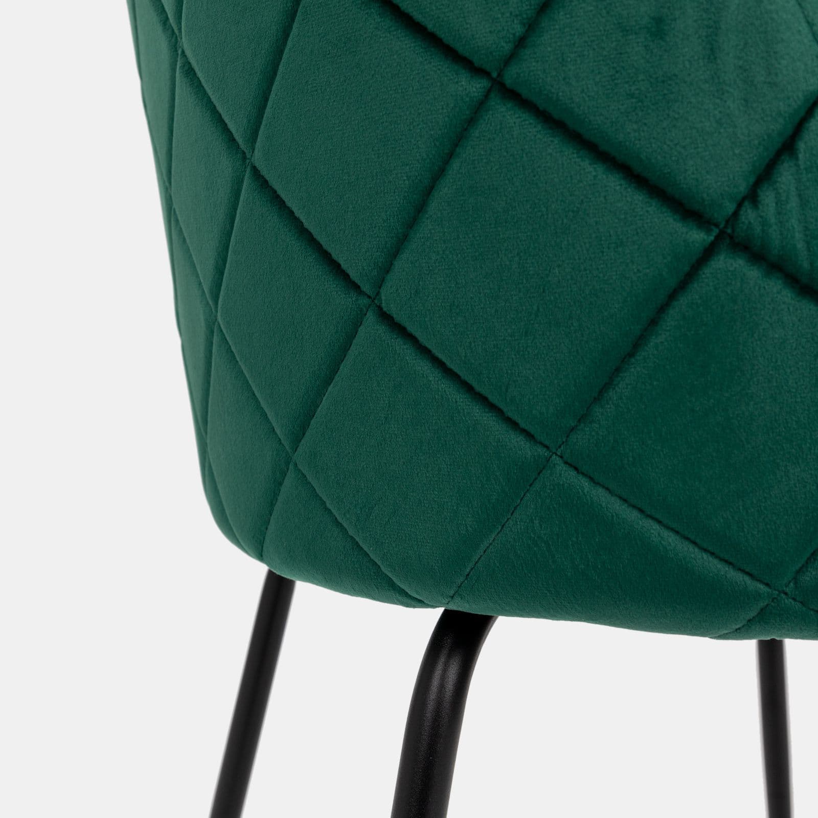 Set 4 sedie in velluto verde scuro con gambe nere - Estrada