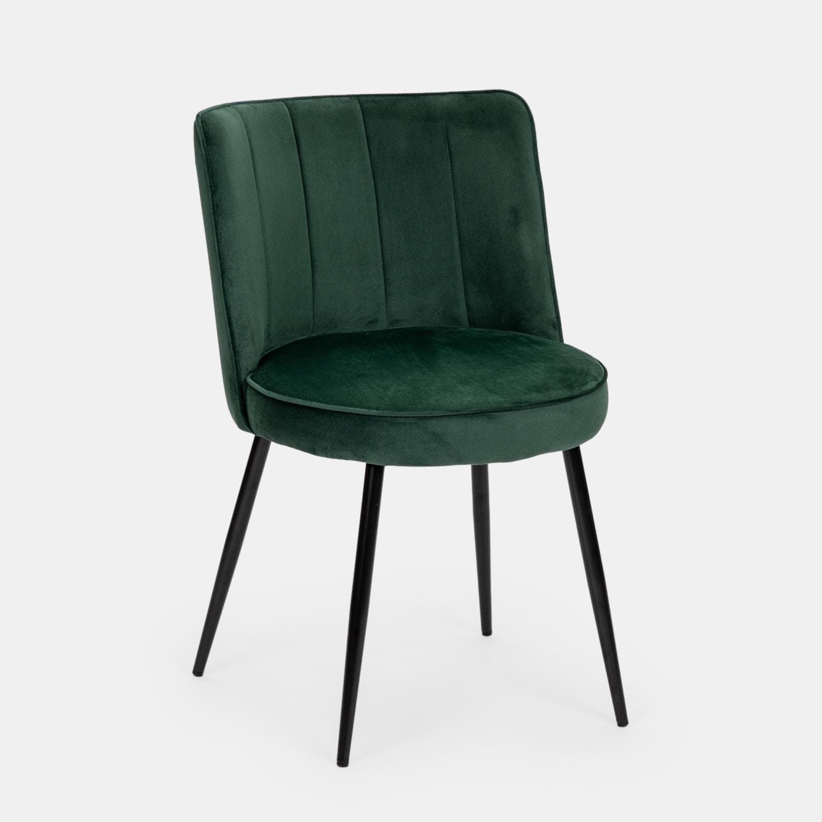 Set 4 sedie in velluto verde scuro con gambe nere - Nihal