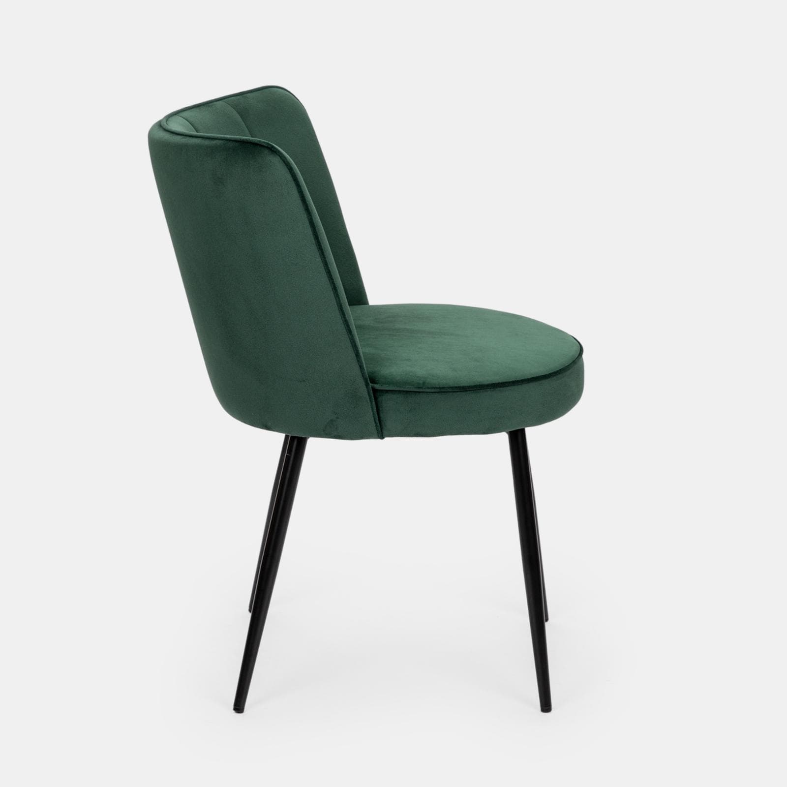 Set 4 sedie in velluto verde scuro con gambe nere - Nihal