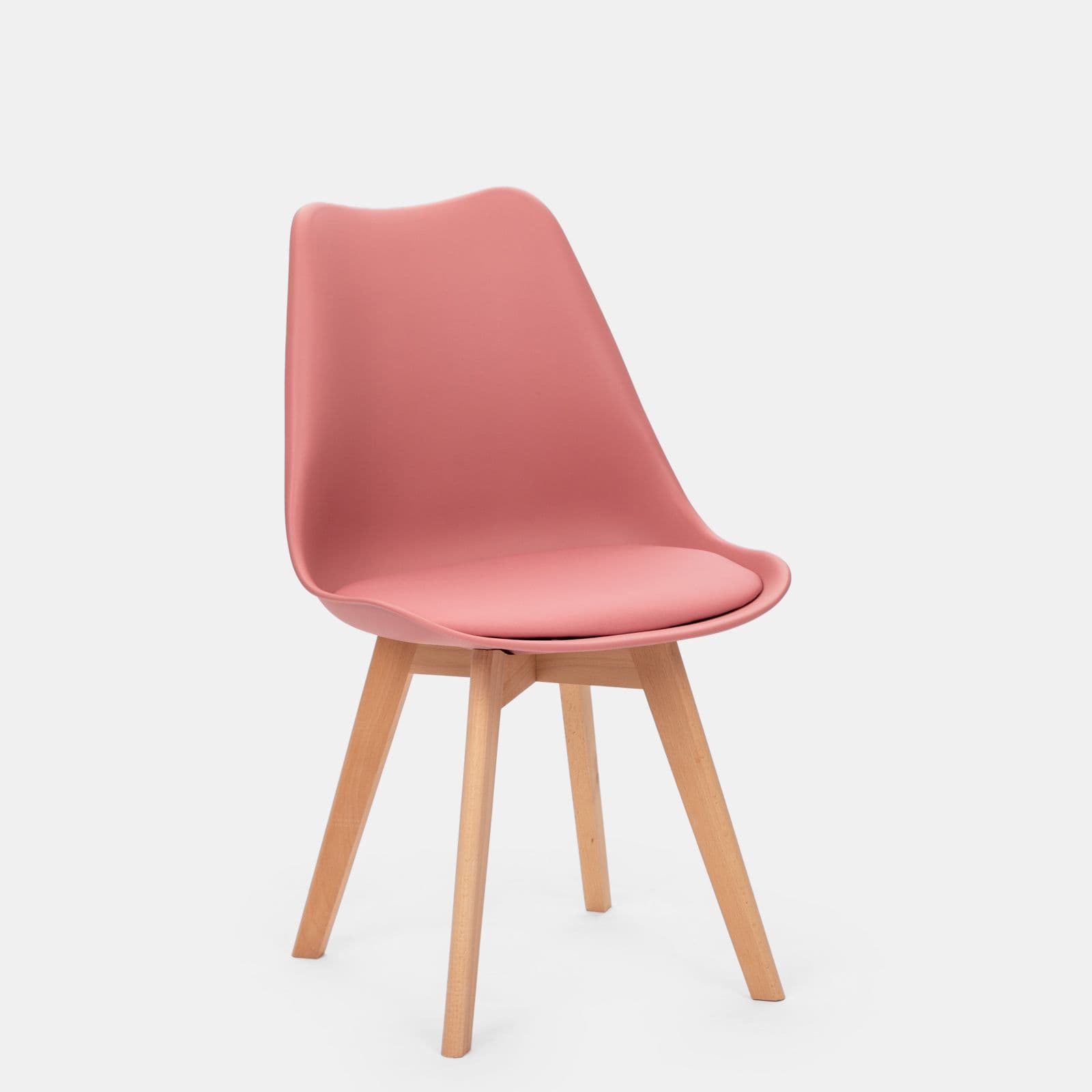 Set 4 sedie scandi rosa antico gambe in legno con cuscino - Alborg Plus