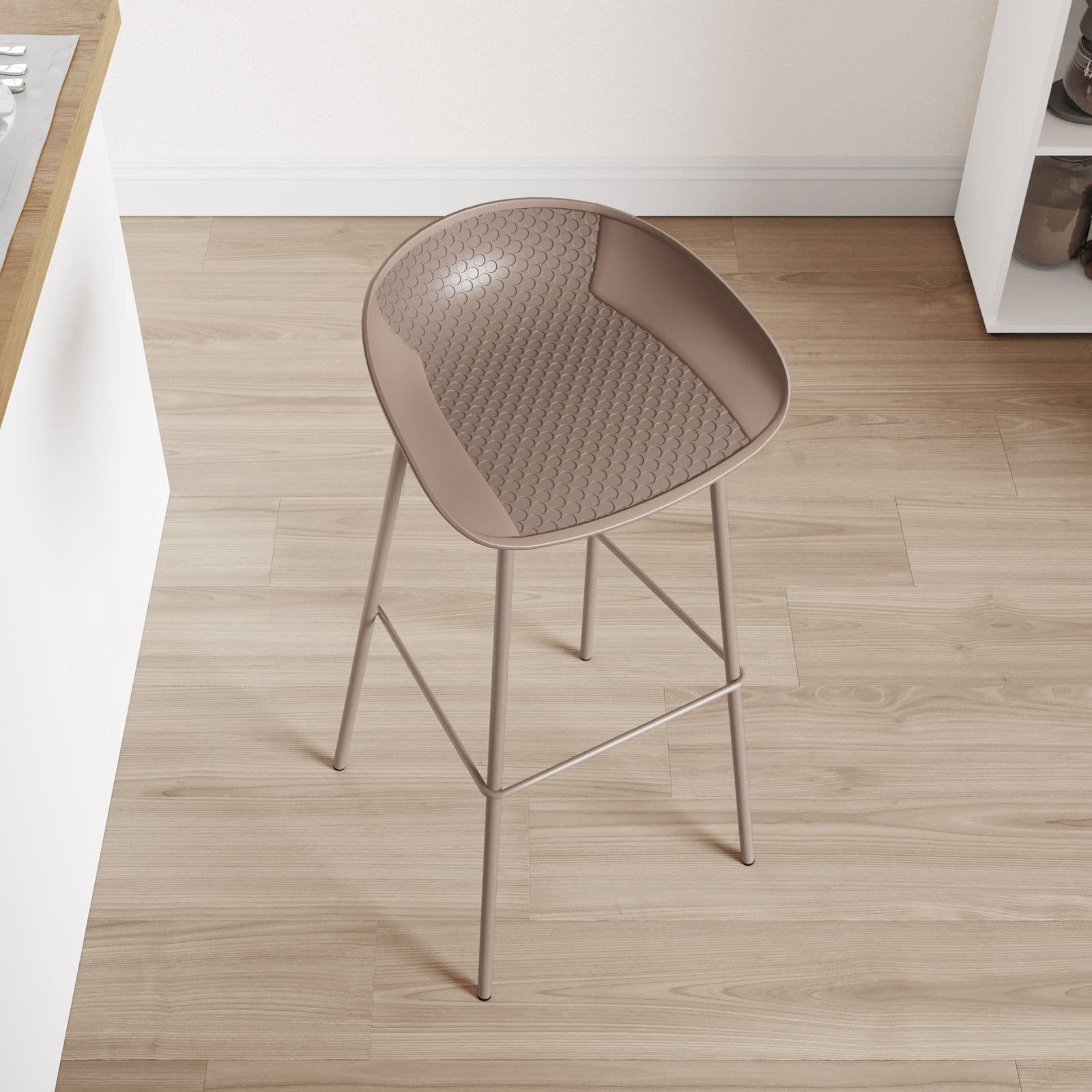 Set 4 sgabelli con seduta e gambe tortora - Blinder