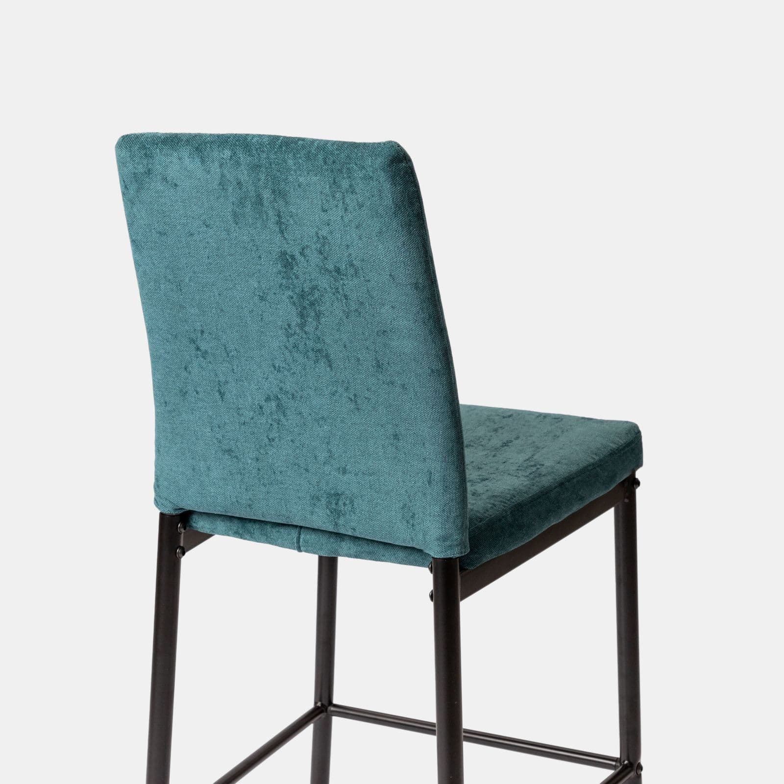 Set 4 sgabelli in tessuto effetto maglia blu petrolio con gambe in metallo nero - Allegra