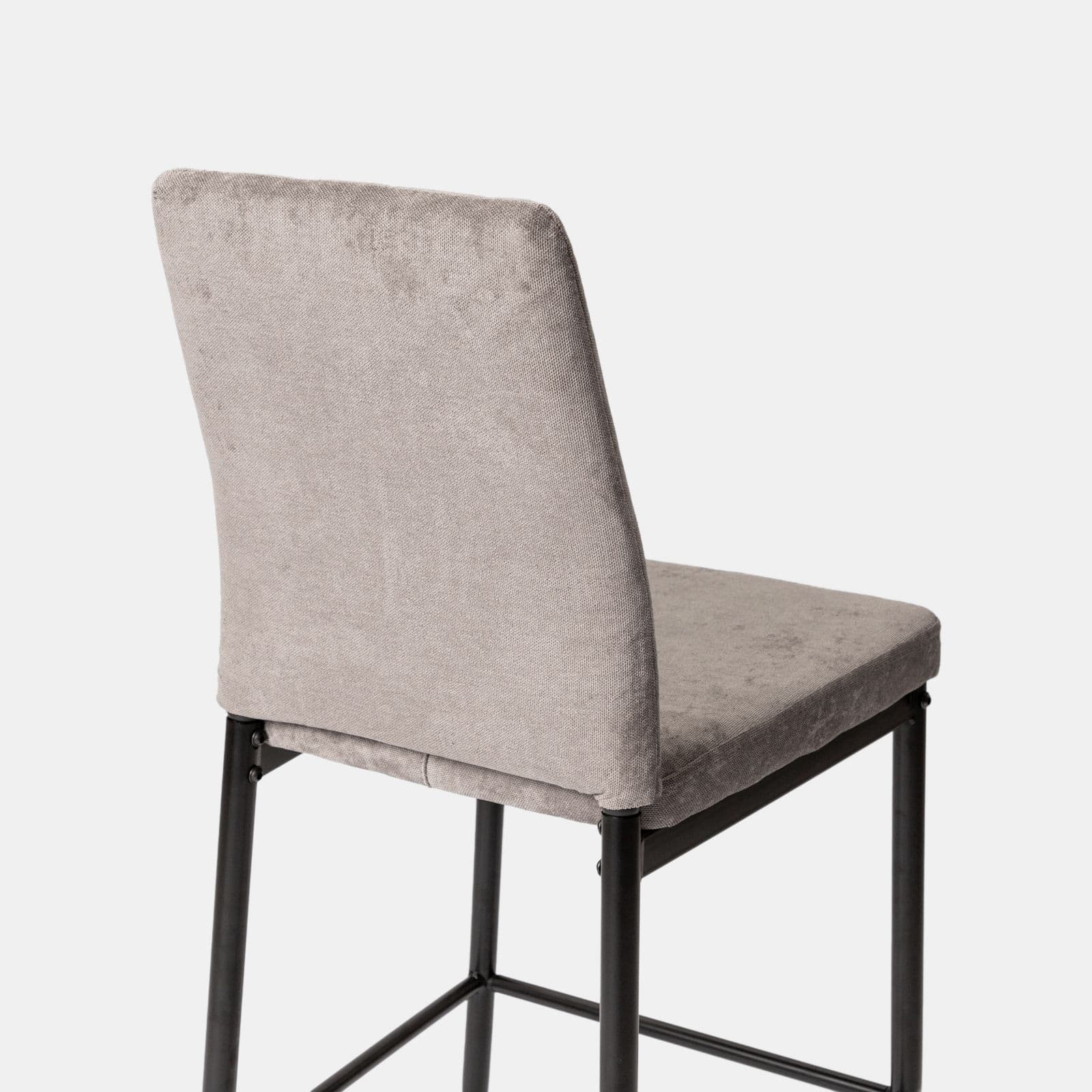 Set 4 sgabelli in tessuto effetto maglia grigio con gambe in metallo nero - Allegra