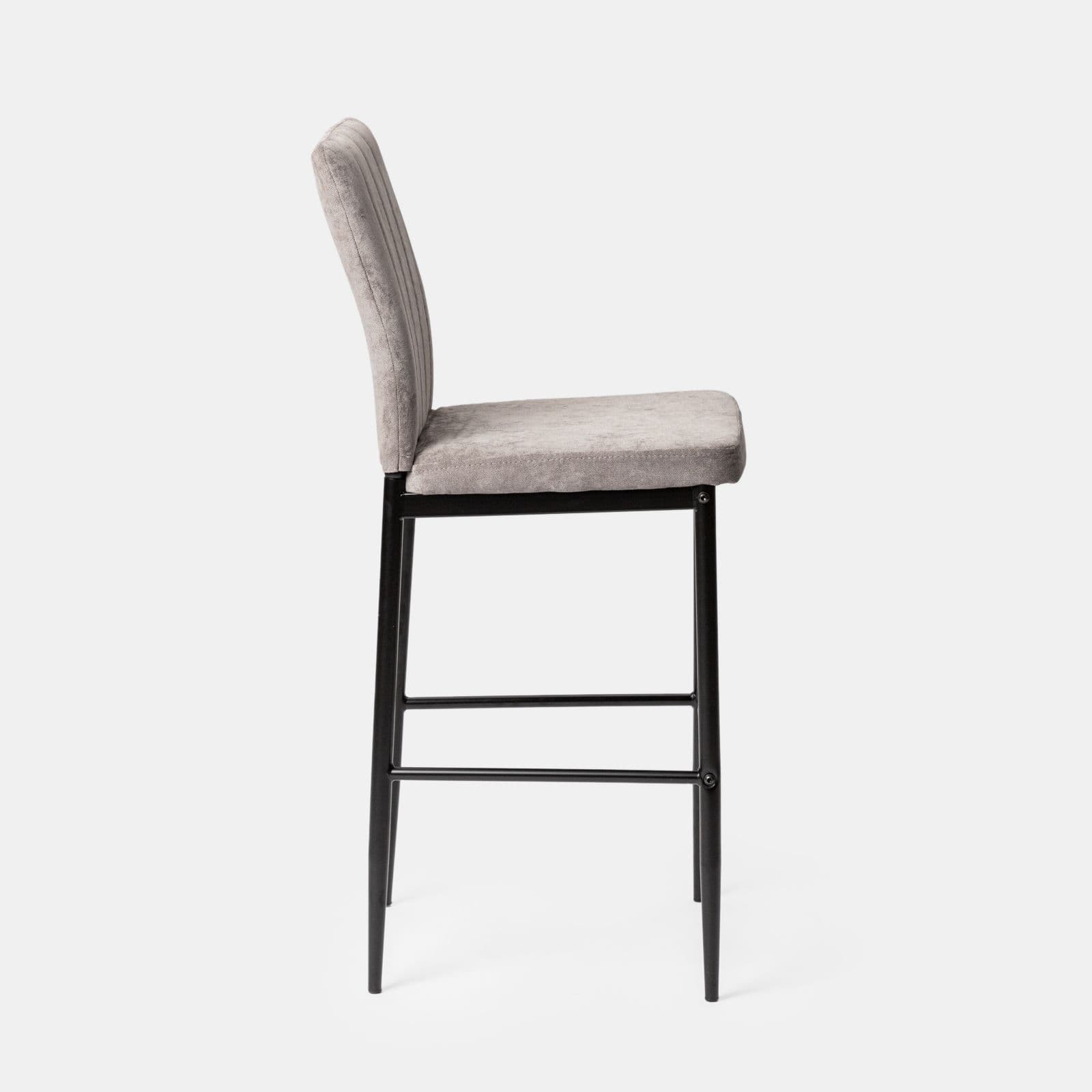 Set 4 sgabelli in tessuto effetto maglia grigio con gambe in metallo nero - Allegra