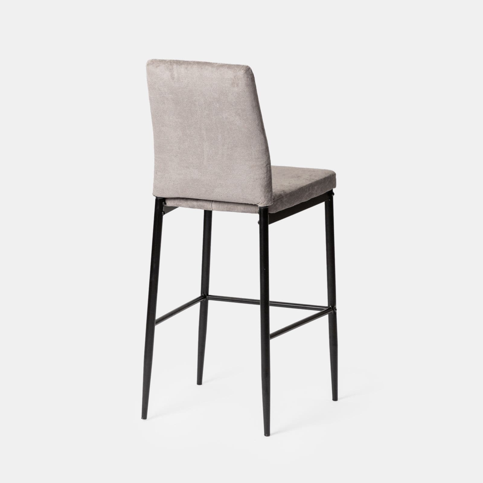 Set 4 sgabelli in tessuto effetto maglia grigio con gambe in metallo nero - Allegra