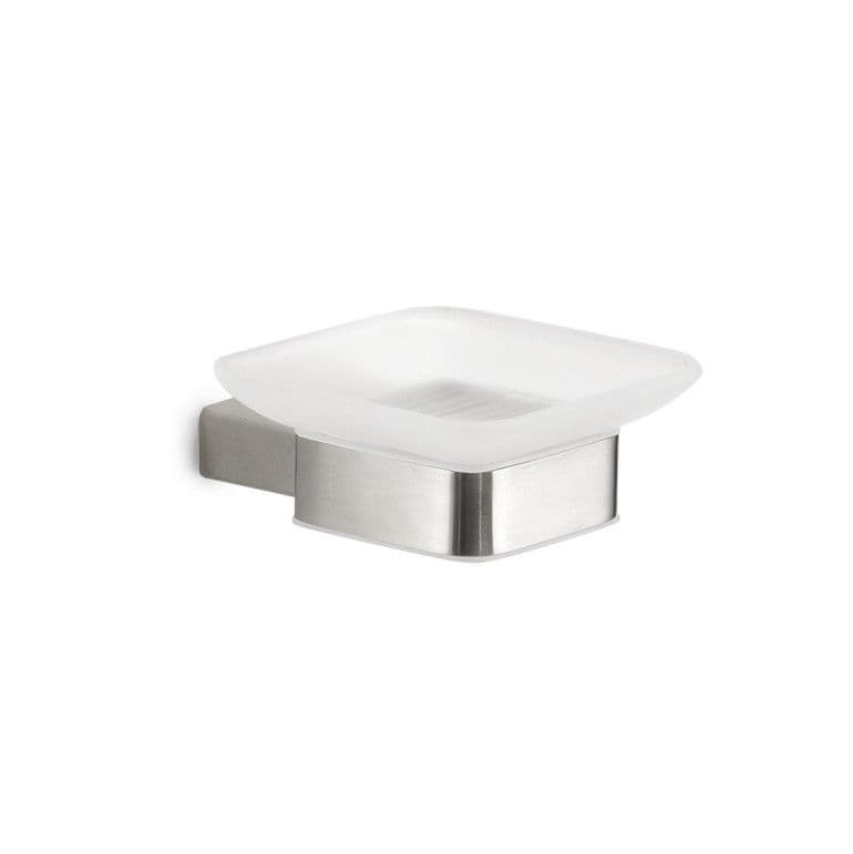 Set 5 accessori a muro in acciaio inox spazzolato e vetro satinato - Maui di Gedy