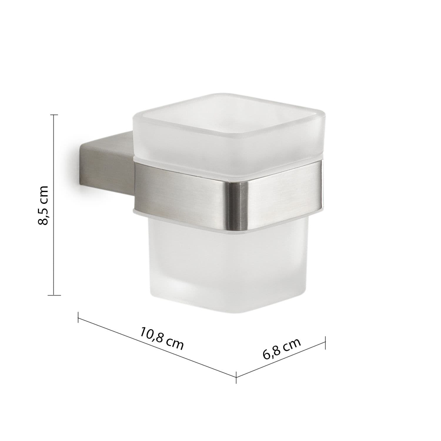 Set 5 accessori a muro in acciaio inox spazzolato e vetro satinato - Maui di Gedy