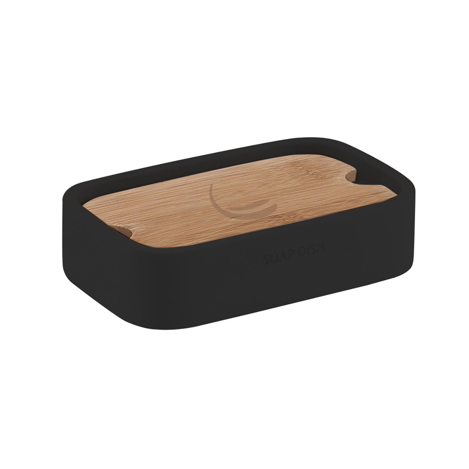 Set 5 accessori d'appoggio nero e bambù naturale - Ninfea di Gedy
